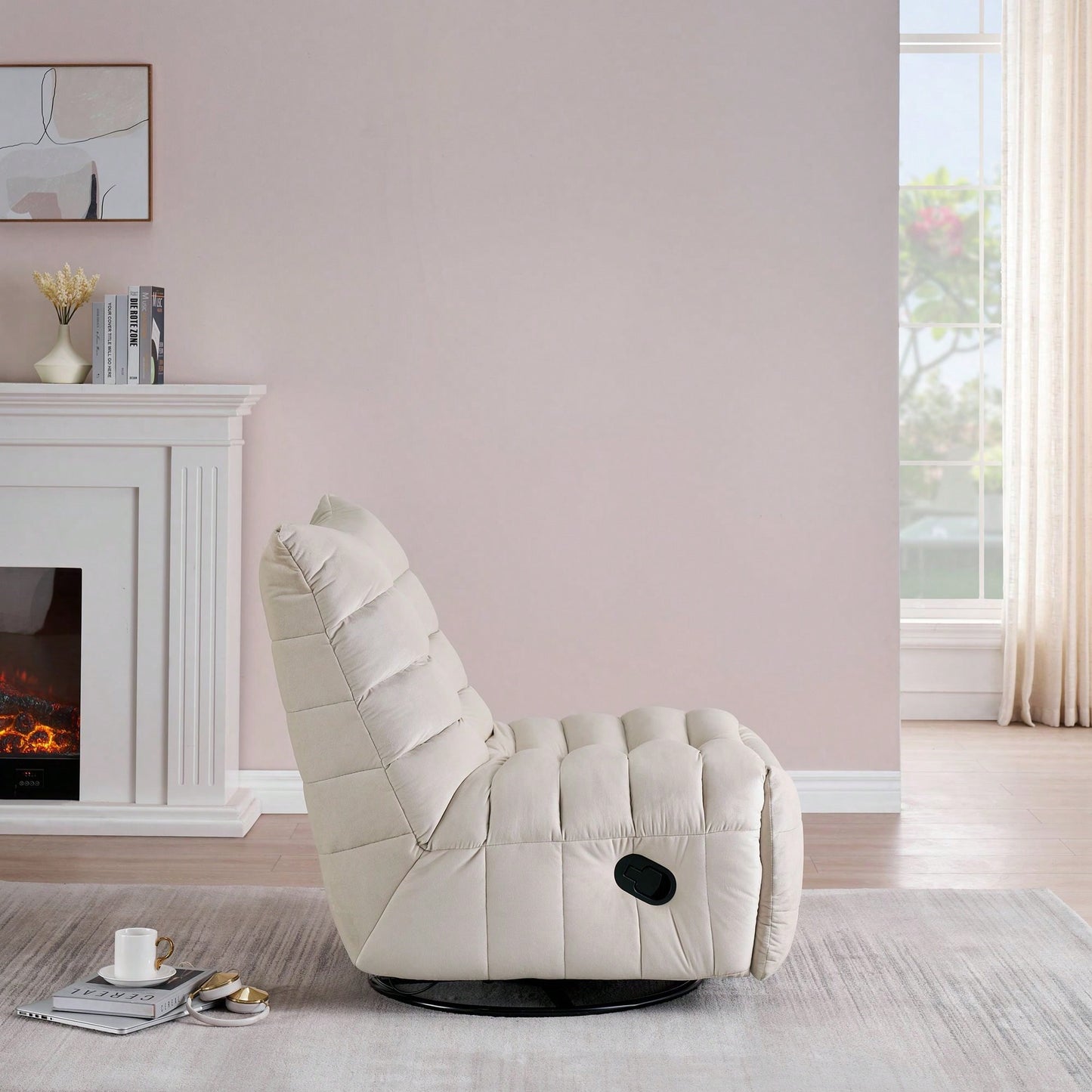 Modern Rotatable Lounge Chair With Side Pocket For Small Spaces - Upholstered Reading Chair For Leisure And Comfort