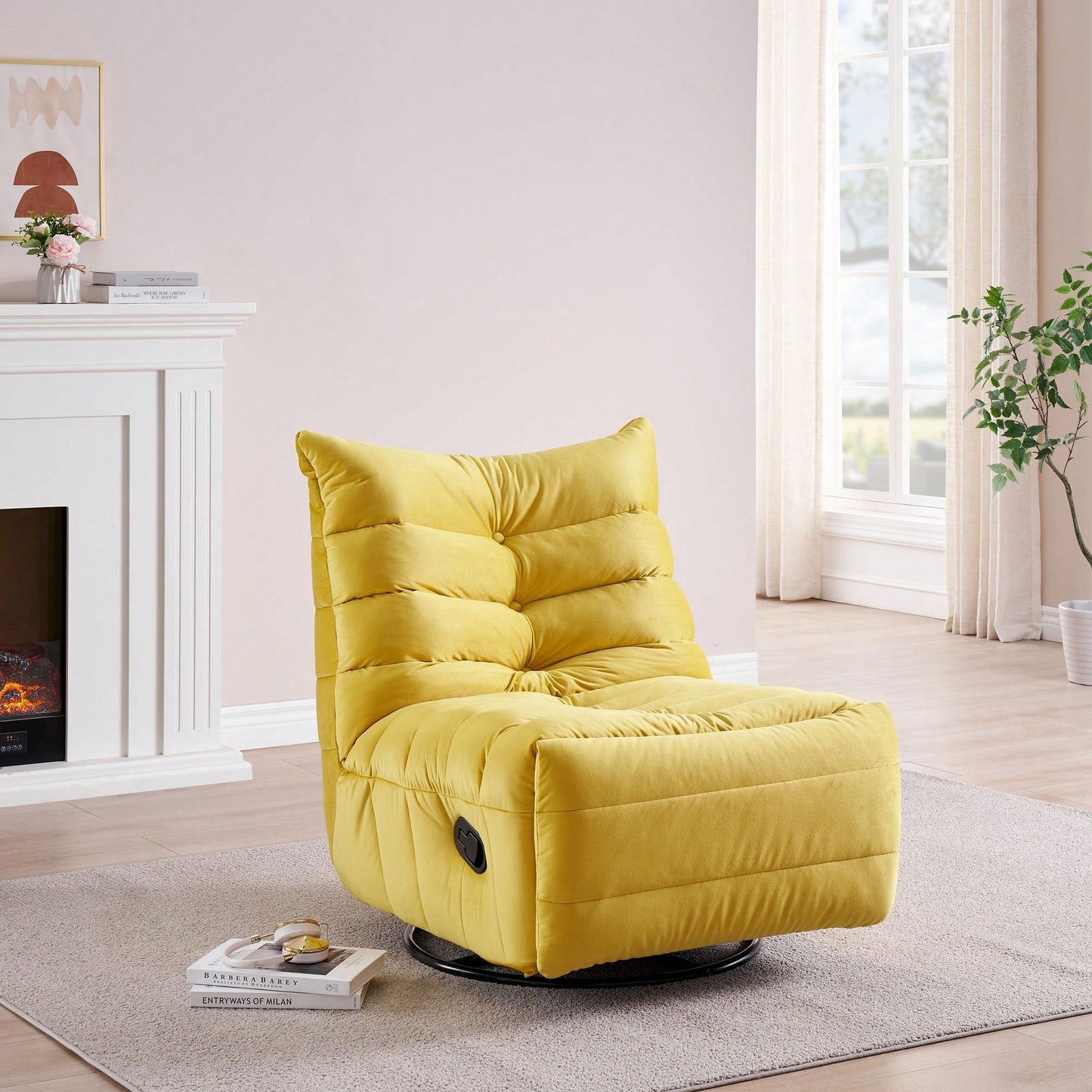 Modern Rotatable Lounge Chair With Side Pocket For Small Spaces - Upholstered Reading Chair For Leisure And Comfort