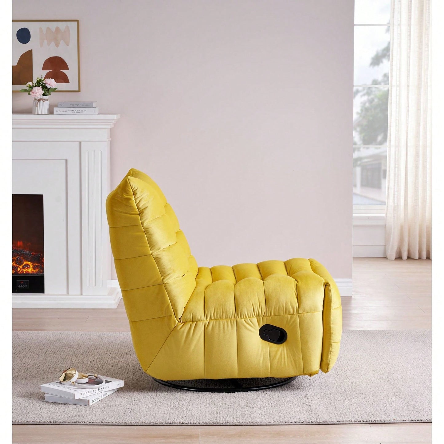 Modern Rotatable Lounge Chair With Side Pocket For Small Spaces - Upholstered Reading Chair For Leisure And Comfort