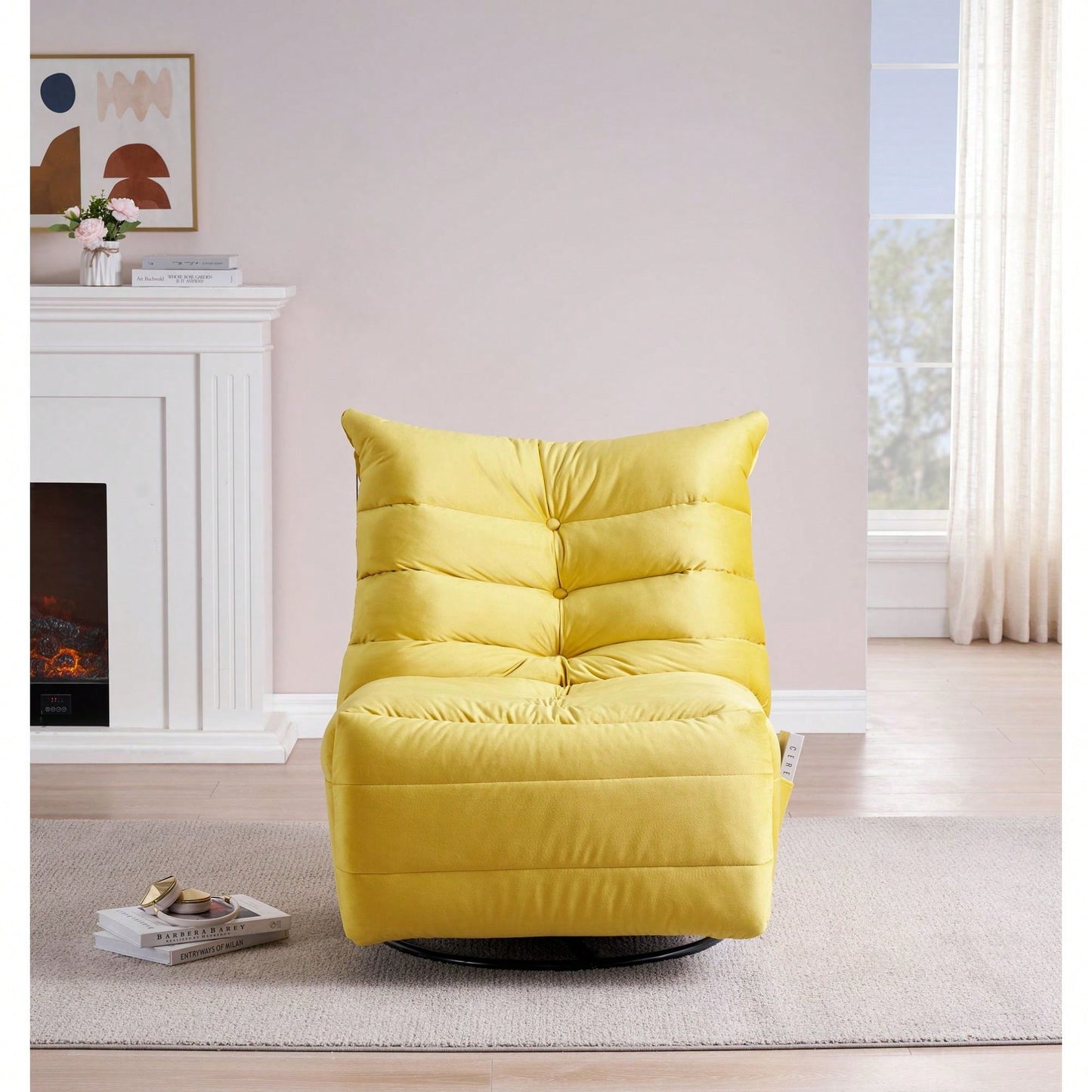 Modern Rotatable Lounge Chair With Side Pocket For Small Spaces - Upholstered Reading Chair For Leisure And Comfort