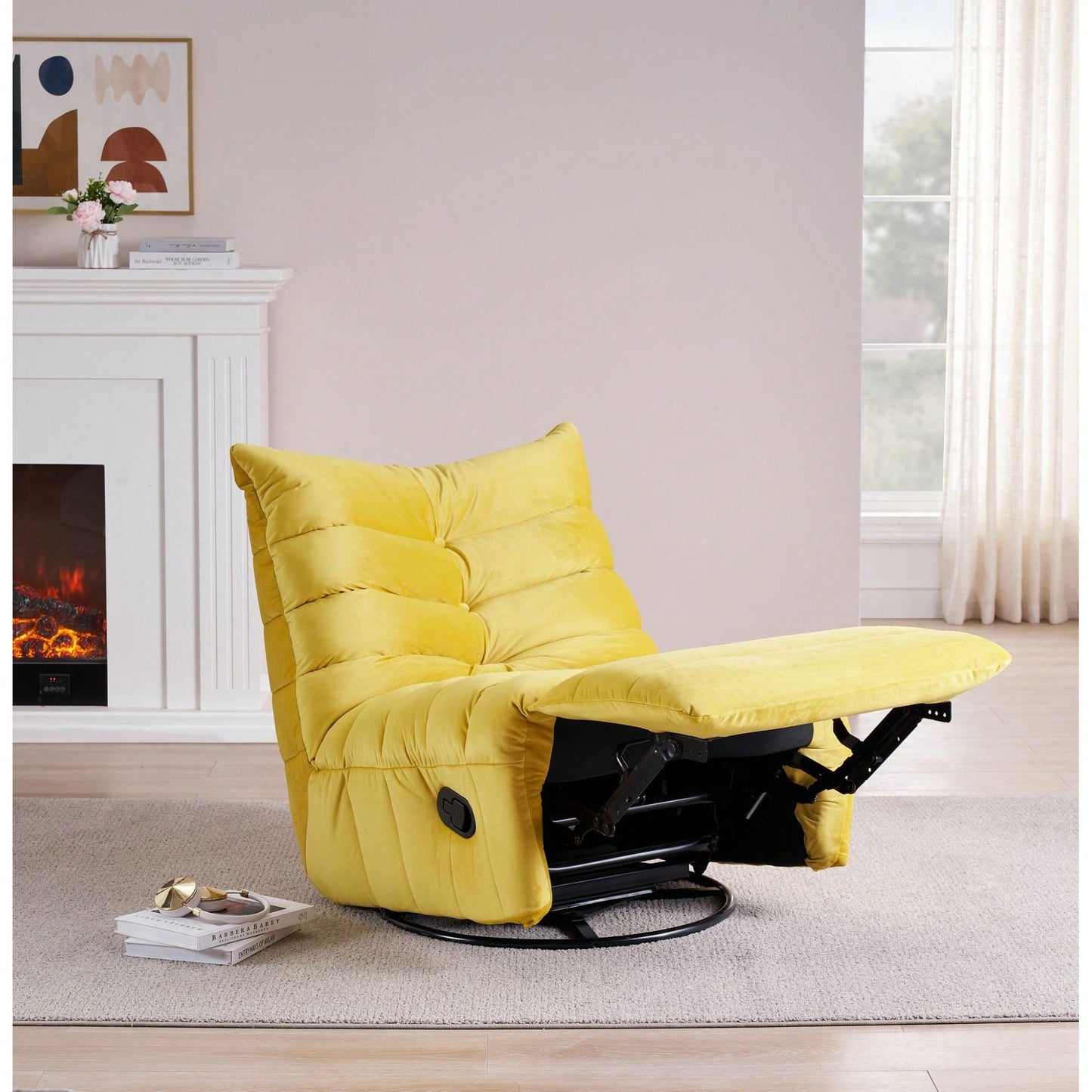 Modern Rotatable Lounge Chair With Side Pocket For Small Spaces - Upholstered Reading Chair For Leisure And Comfort
