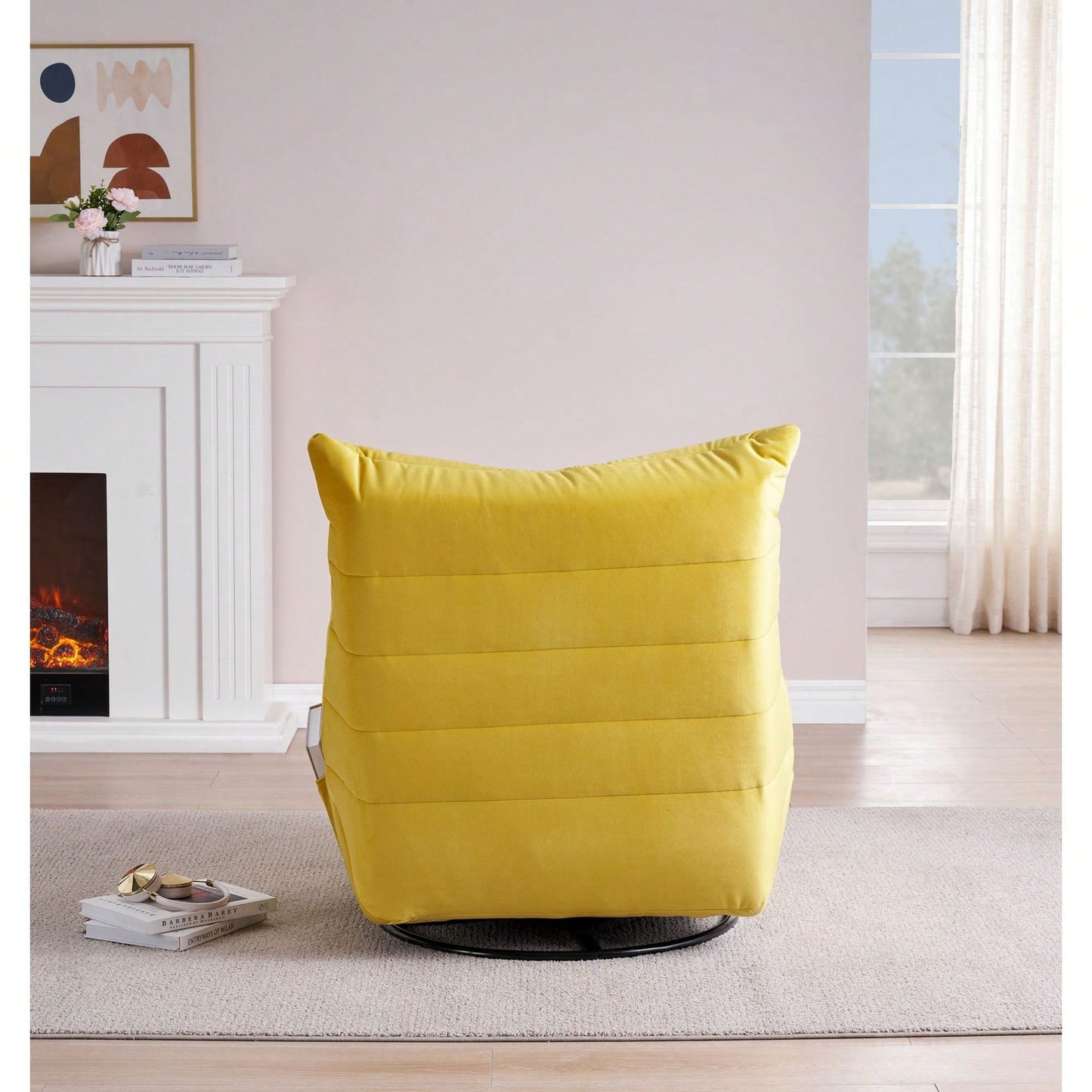 Modern Rotatable Lounge Chair With Side Pocket For Small Spaces - Upholstered Reading Chair For Leisure And Comfort