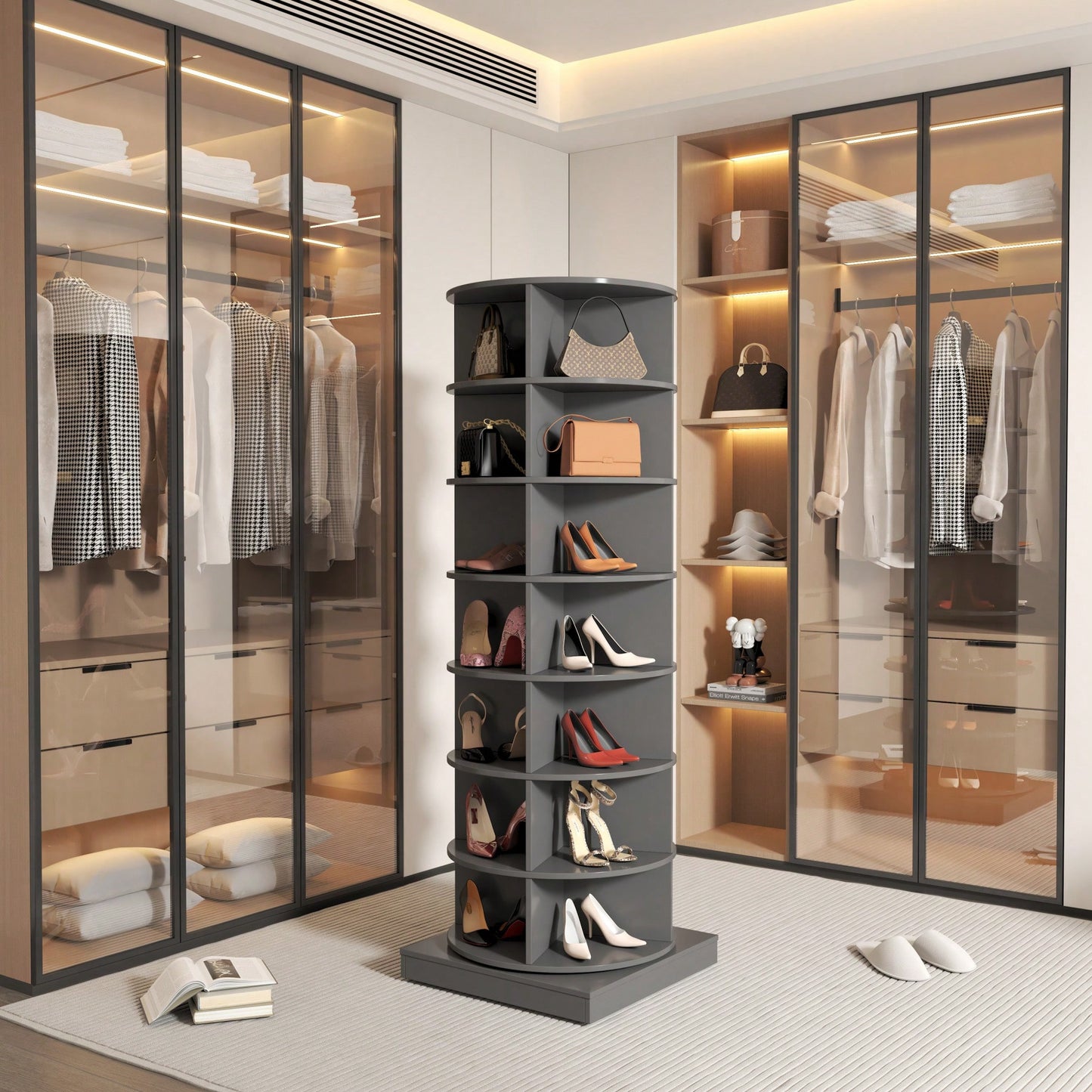 360 Degree Rotating Shoe Cabinet With 7 Layers Holds Up To 28 Pairs Of Shoes