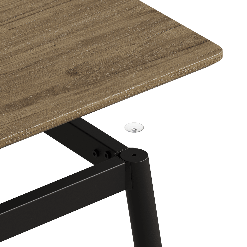 Stylish Modern Minimalist Wood Grain Dining Table With Black Metal Legs For 4-6 People Easy Assembly