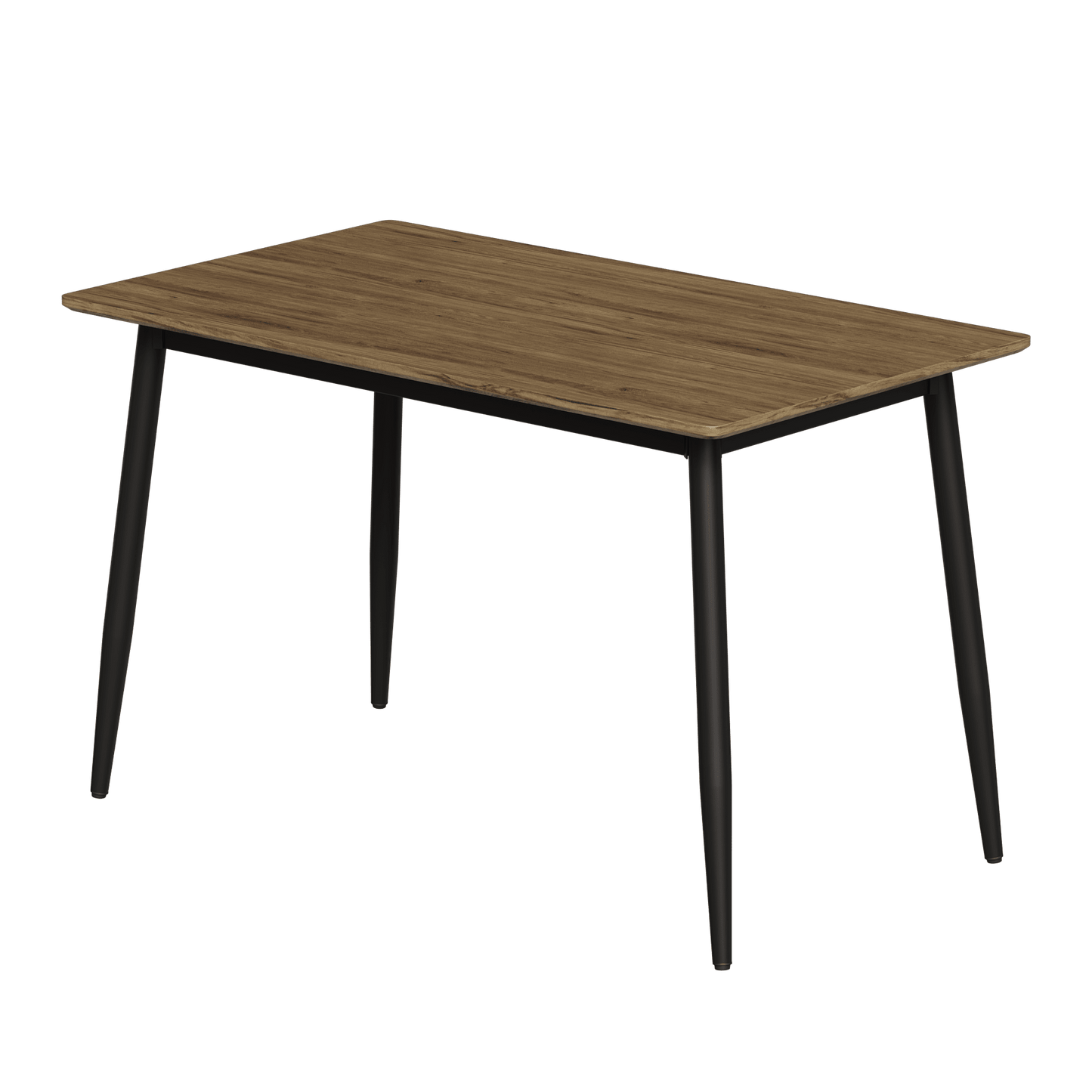 Stylish Modern Minimalist Wood Grain Dining Table With Black Metal Legs For 4-6 People Easy Assembly