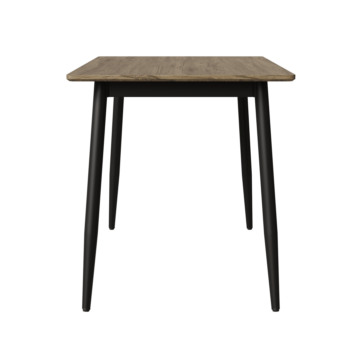 Stylish Modern Minimalist Wood Grain Dining Table With Black Metal Legs For 4-6 People Easy Assembly