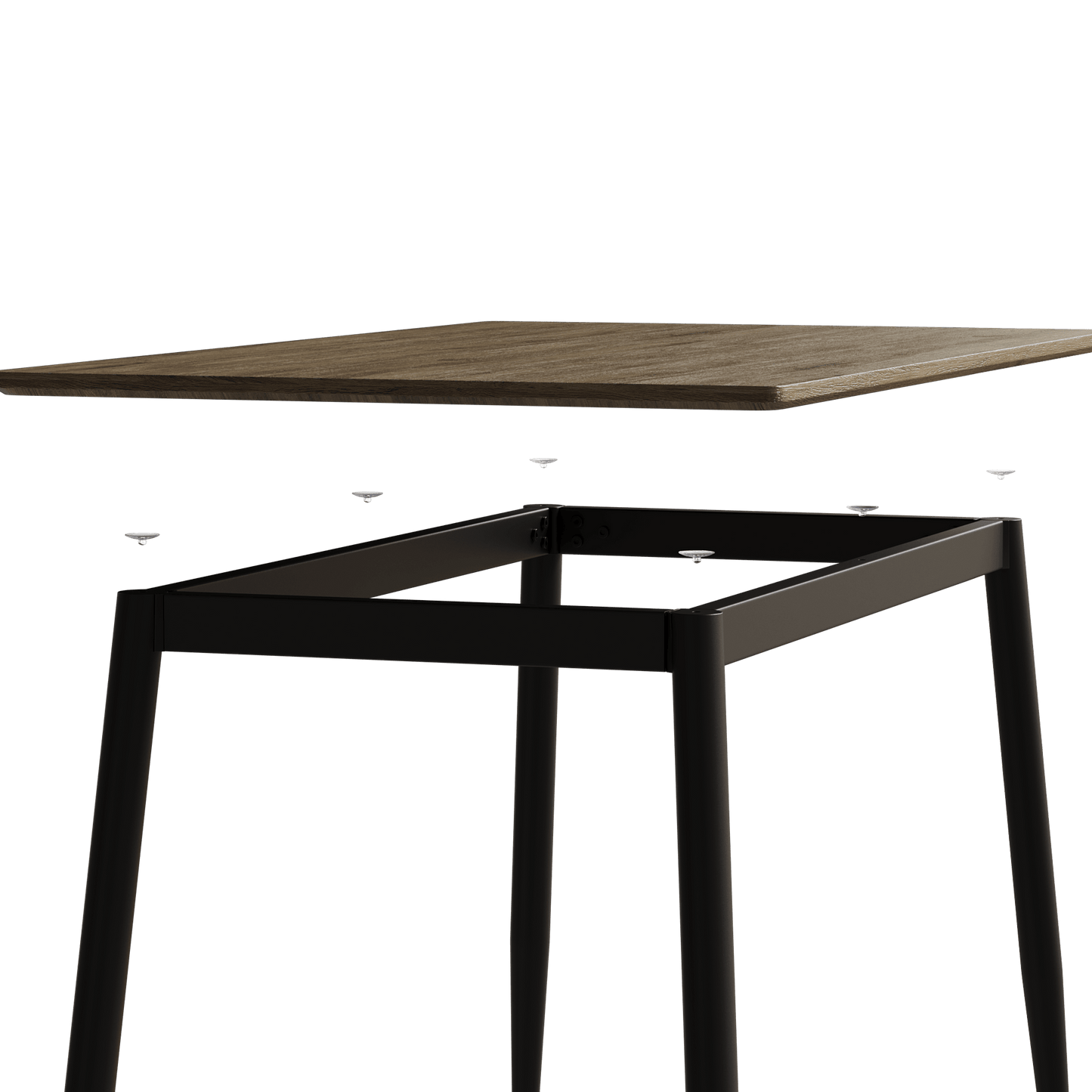 Stylish Modern Minimalist Wood Grain Dining Table With Black Metal Legs For 4-6 People Easy Assembly