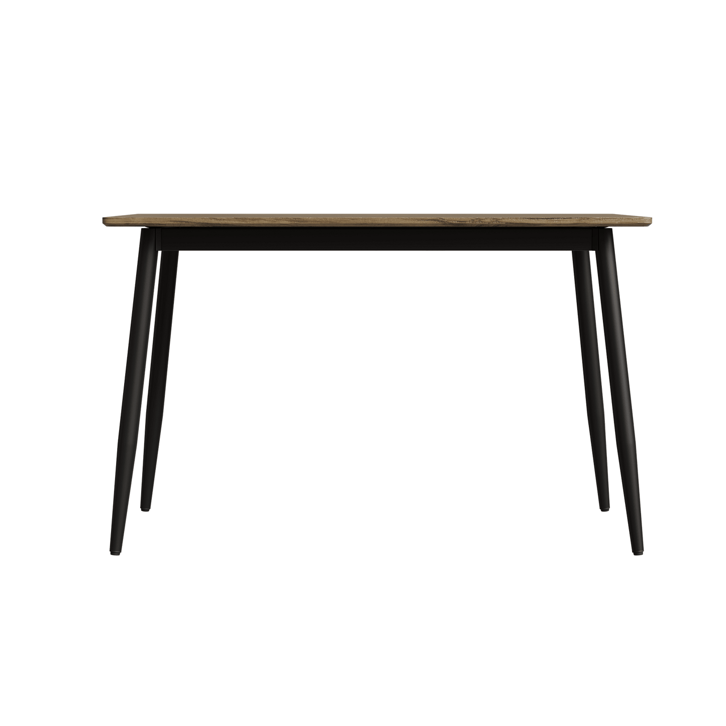 Stylish Modern Minimalist Wood Grain Dining Table With Black Metal Legs For 4-6 People Easy Assembly