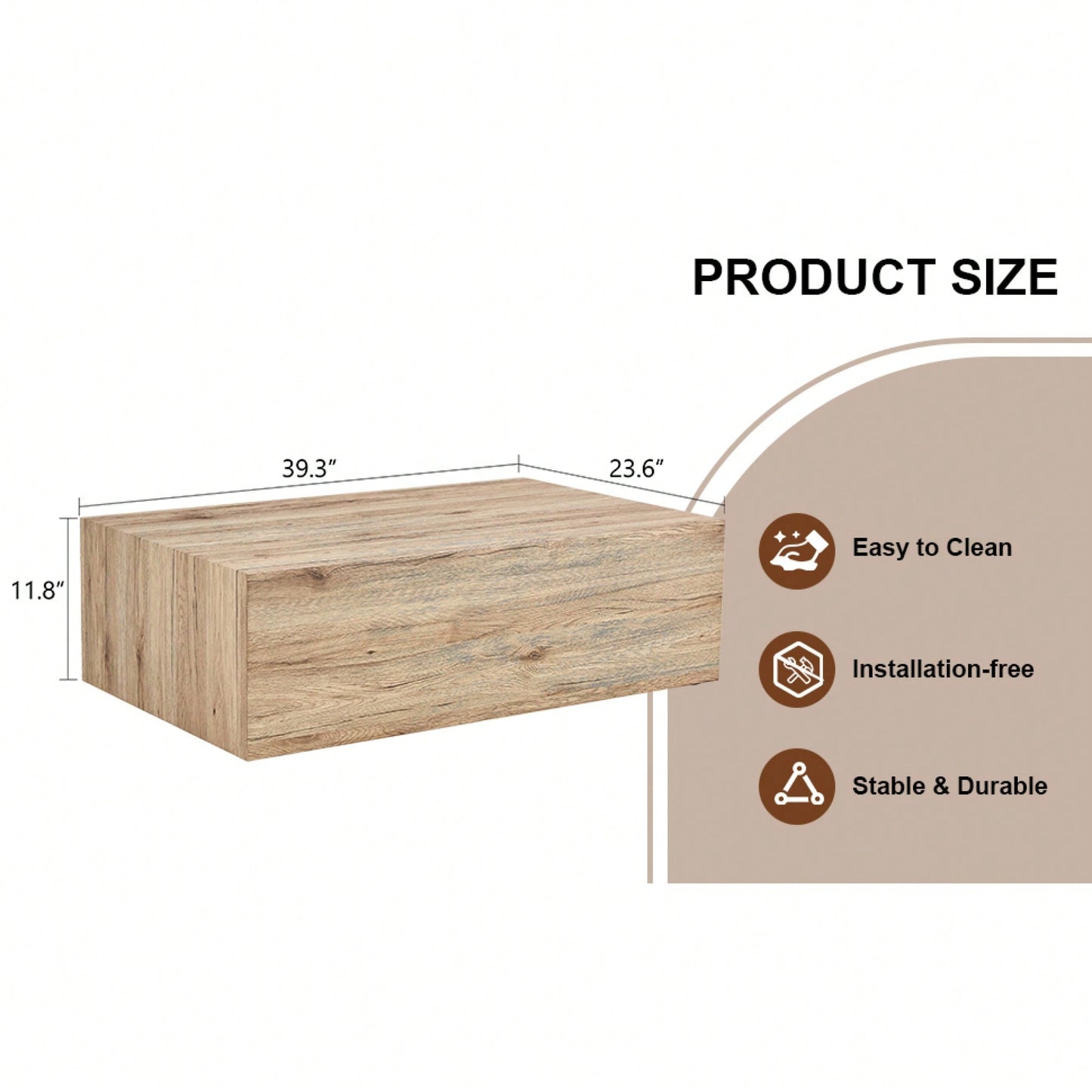 Light Wood Finish Modern MDF Coffee Table Stylish Durable Design 39.3x23.6x11.8 Inches