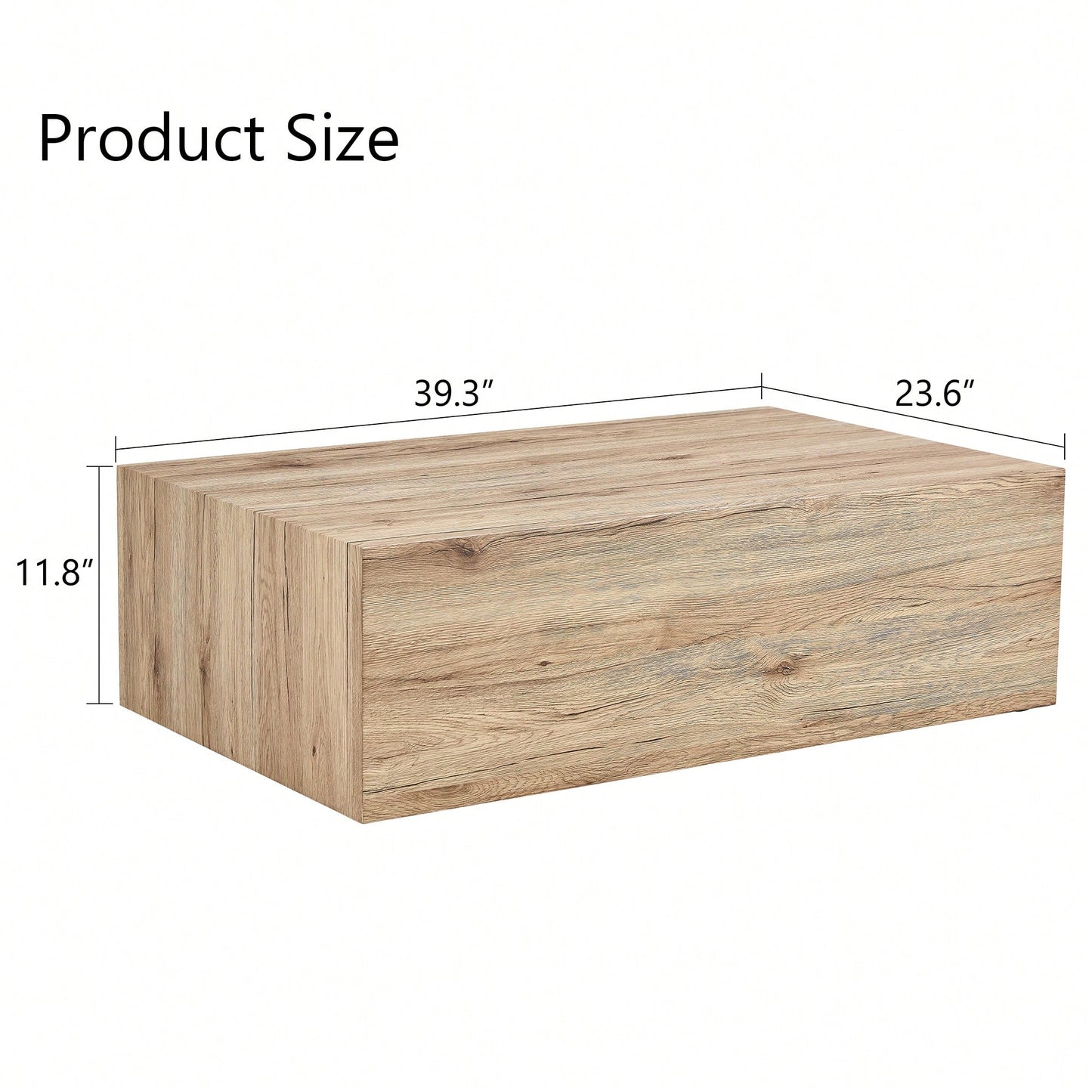 Light Wood Finish Modern MDF Coffee Table Stylish Durable Design 39.3x23.6x11.8 Inches