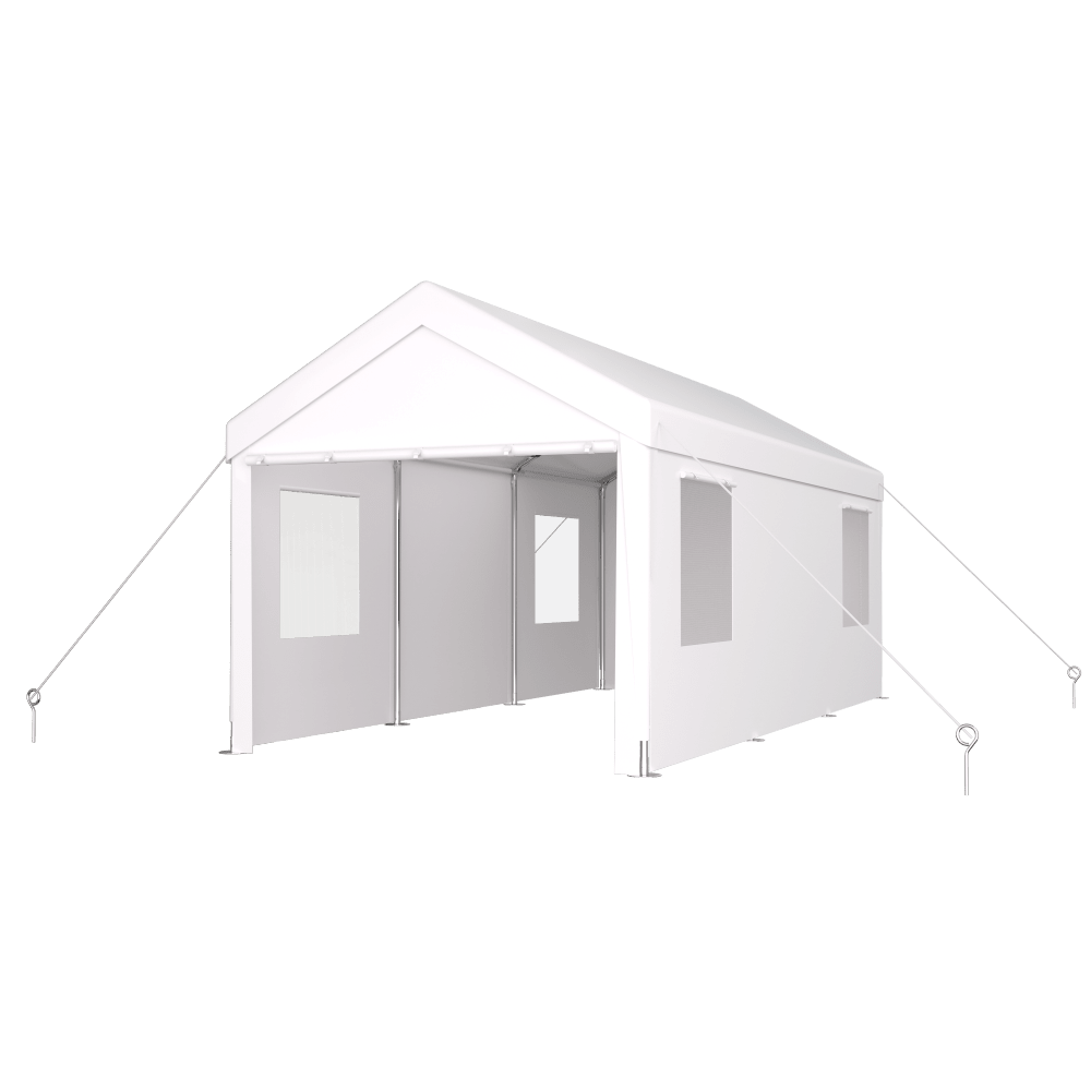 Heavy Duty Portable Carport Canopy 12x20 With Roll-Up Doors And Ventilated Windows For Car Truck Boat And Garden Tools Grey