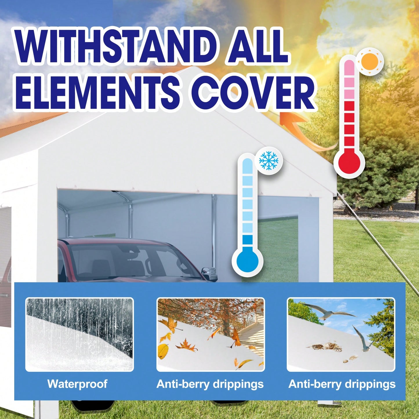 Heavy Duty Portable Carport Canopy 12x20 With Roll-Up Doors And Ventilated Windows For Car Truck Boat And Garden Tools Grey
