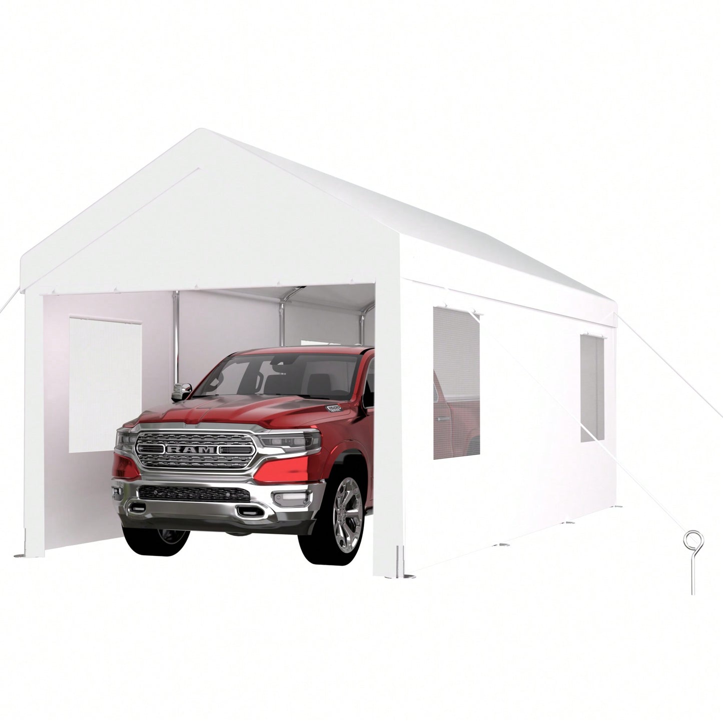 Heavy Duty Portable Carport Canopy 12x20 With Roll-Up Doors And Ventilated Windows For Car Truck Boat And Garden Tools Grey