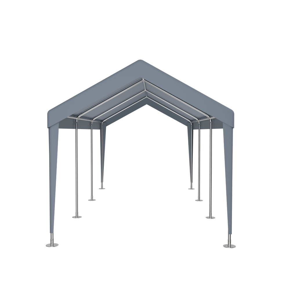 Heavy Duty Portable Carport Canopy 12x20 With Roll-Up Doors And Ventilated Windows For Car Truck Boat And Garden Tools Grey