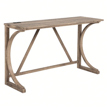 4-Piece Dark Gray Bar Table Set With Power Outlet And 3 Padded Stools For Dining Room Living Room Game Room