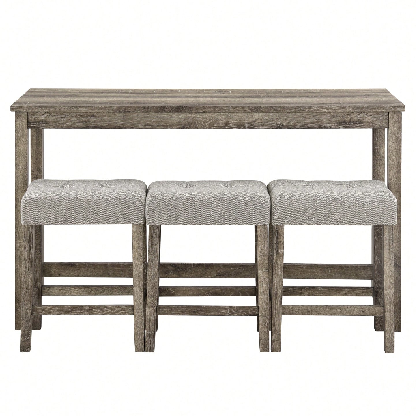 Industrial 4 Piece Bar Table Set With Power Outlet For Dining Room Living Room Game Room