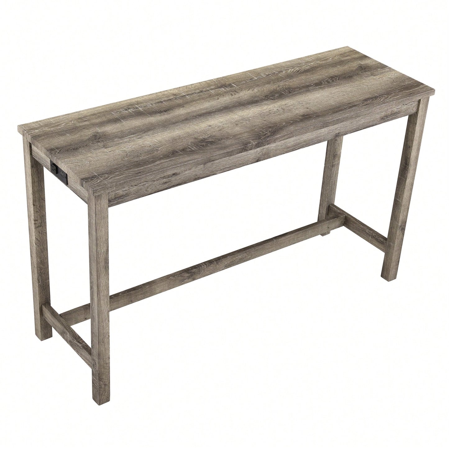 Industrial 4 Piece Bar Table Set With Power Outlet For Dining Room Living Room Game Room