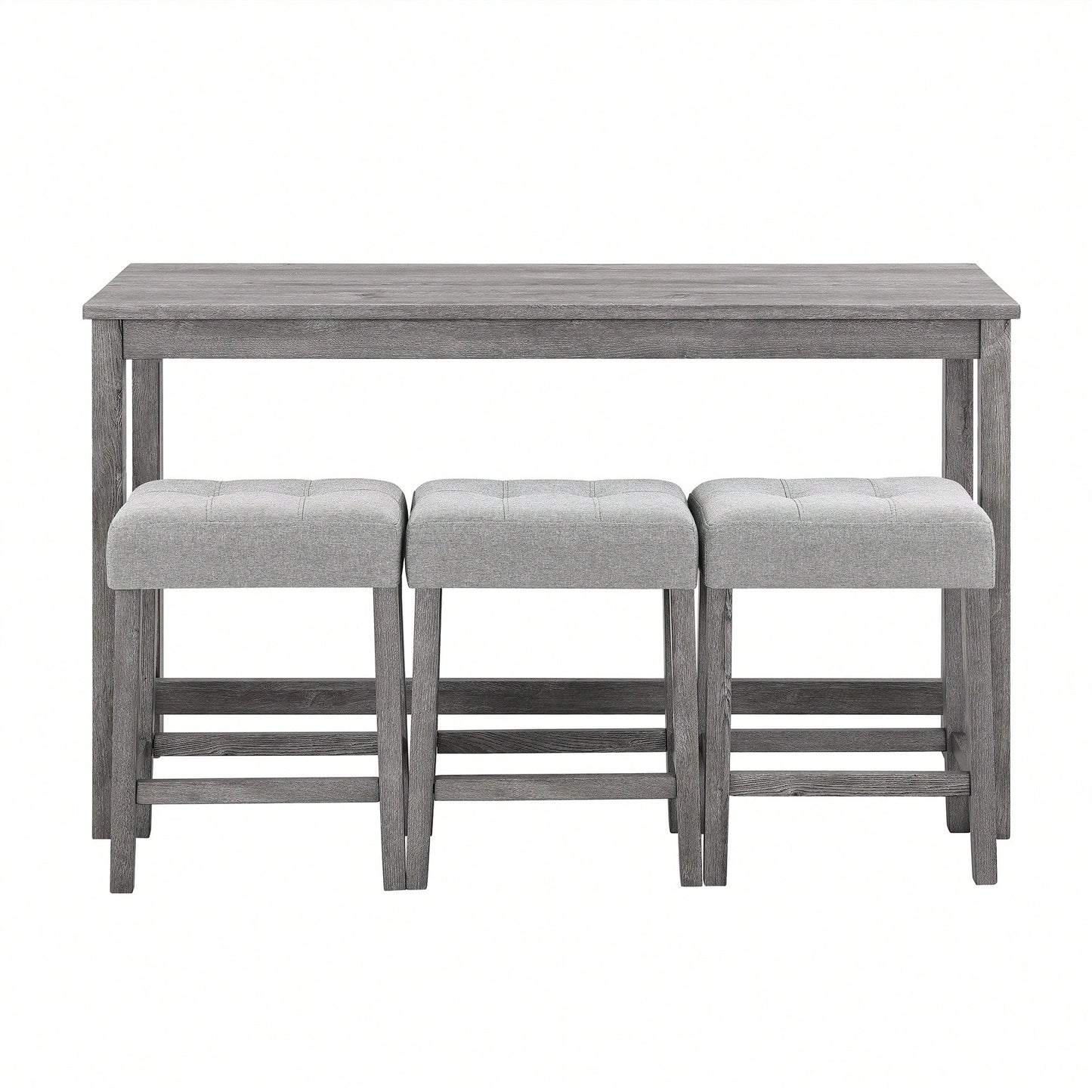 Industrial 4 Piece Bar Table Set With Power Outlet For Dining Room Living Room Game Room
