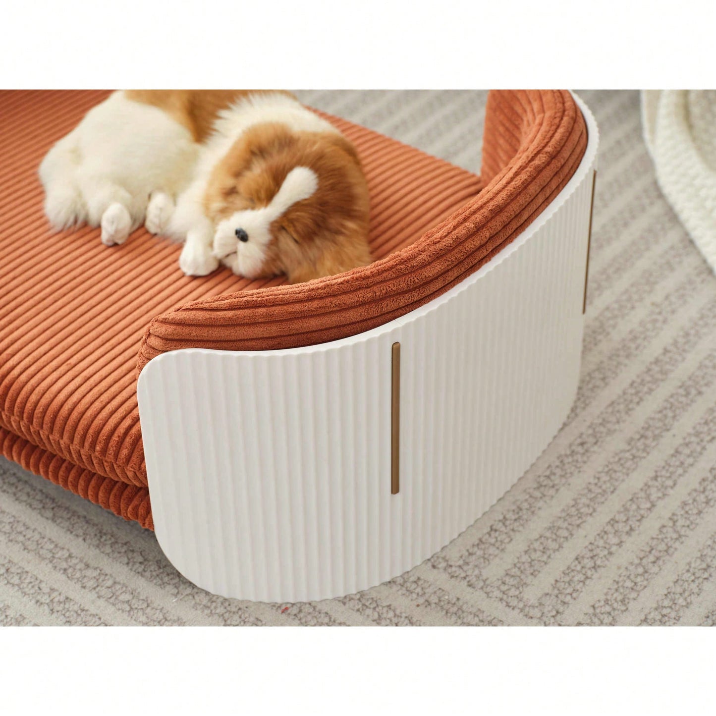 Scandinavian Style Elevated Cat Couch Bed With Removable Mattress Cover For Indoor Cats And Small Pets In White And Grey