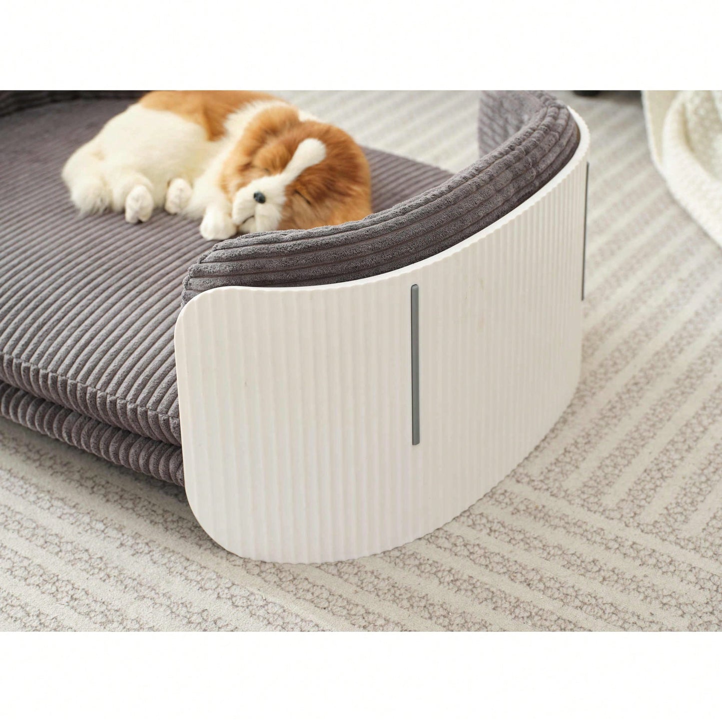 Scandinavian Style Elevated Cat Couch Bed With Removable Mattress Cover For Indoor Cats And Small Pets In White And Grey