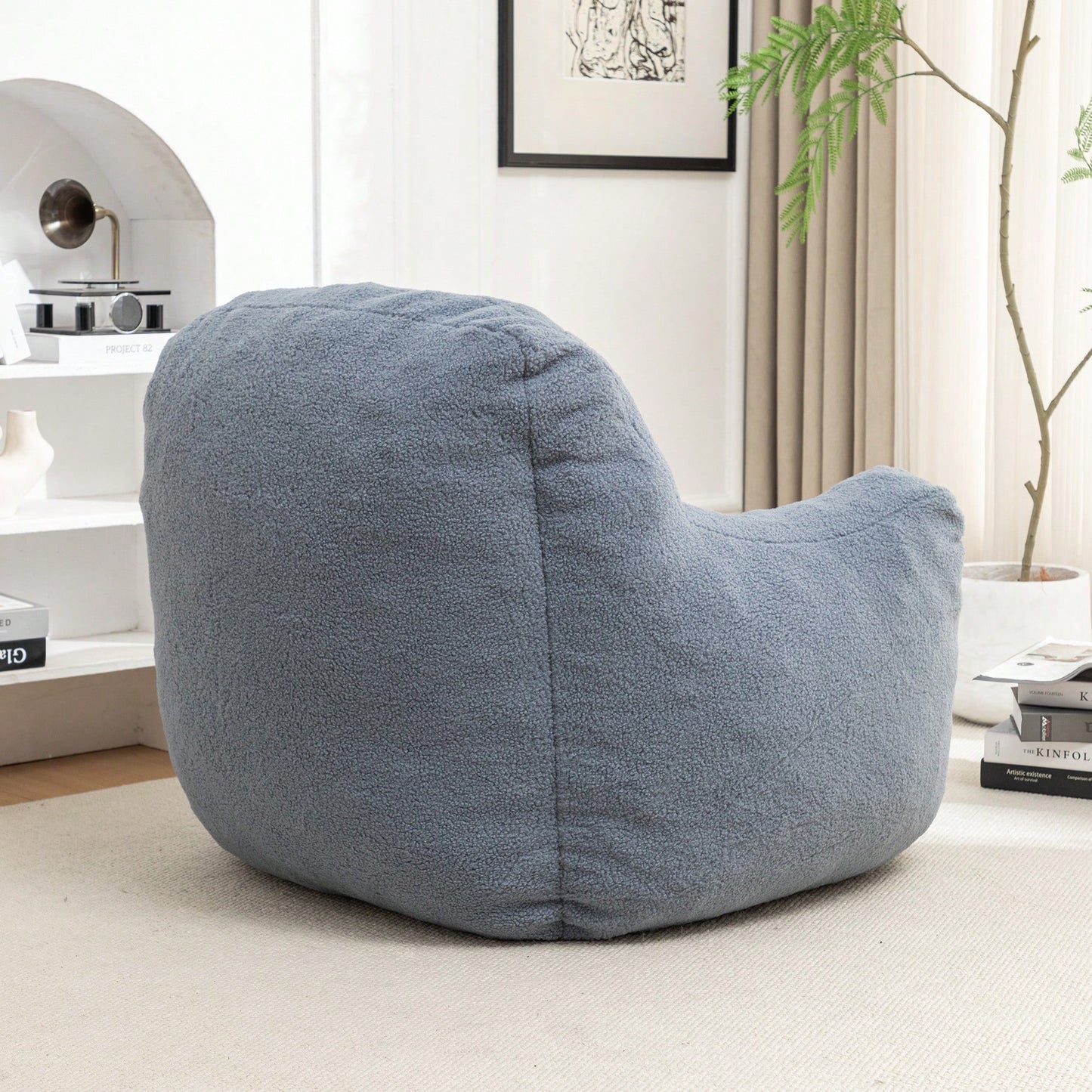 Cozy Memory Foam Bean Bag Chair For Dorm Living Room Fluffy Tufted Sofa With Soft Filling