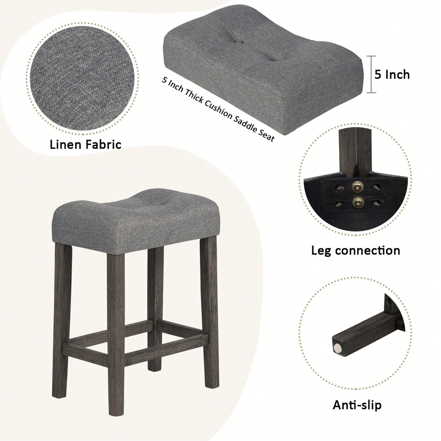 4-Piece Brown Bar Table Set With Power Outlet And 3 Padded Stools For Dining Room, Living Room And Game Room