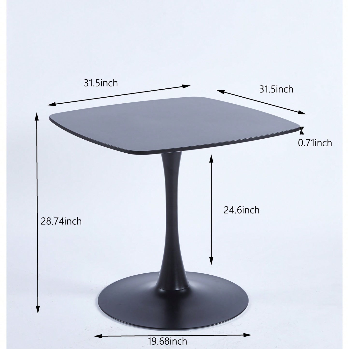31.5 Inch Modern Black MDF Dining Table For Kitchen And Executive Use