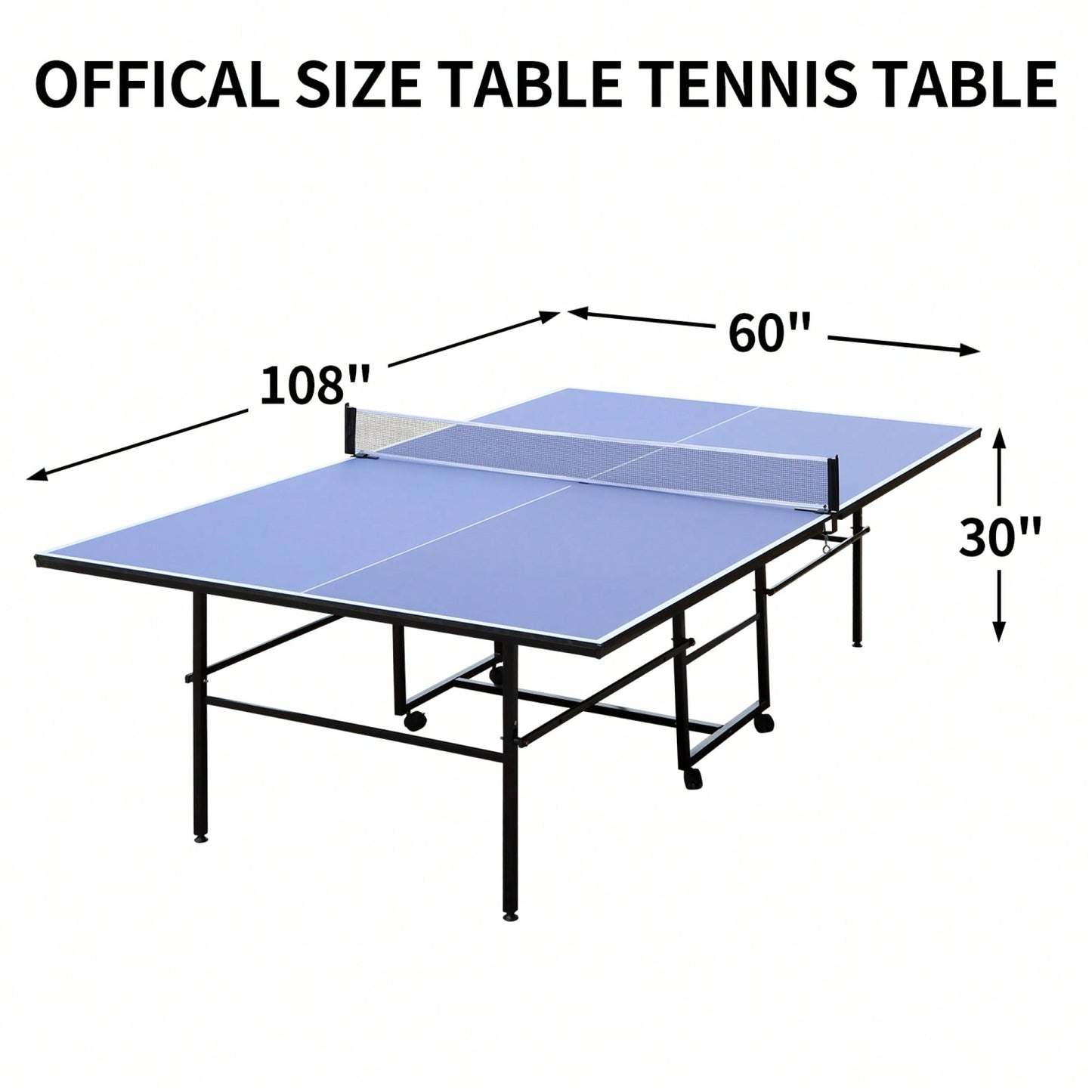Foldable 9ft Portable Table Tennis Table Set With Net, 2 Paddles And 3 Balls For Indoor Play