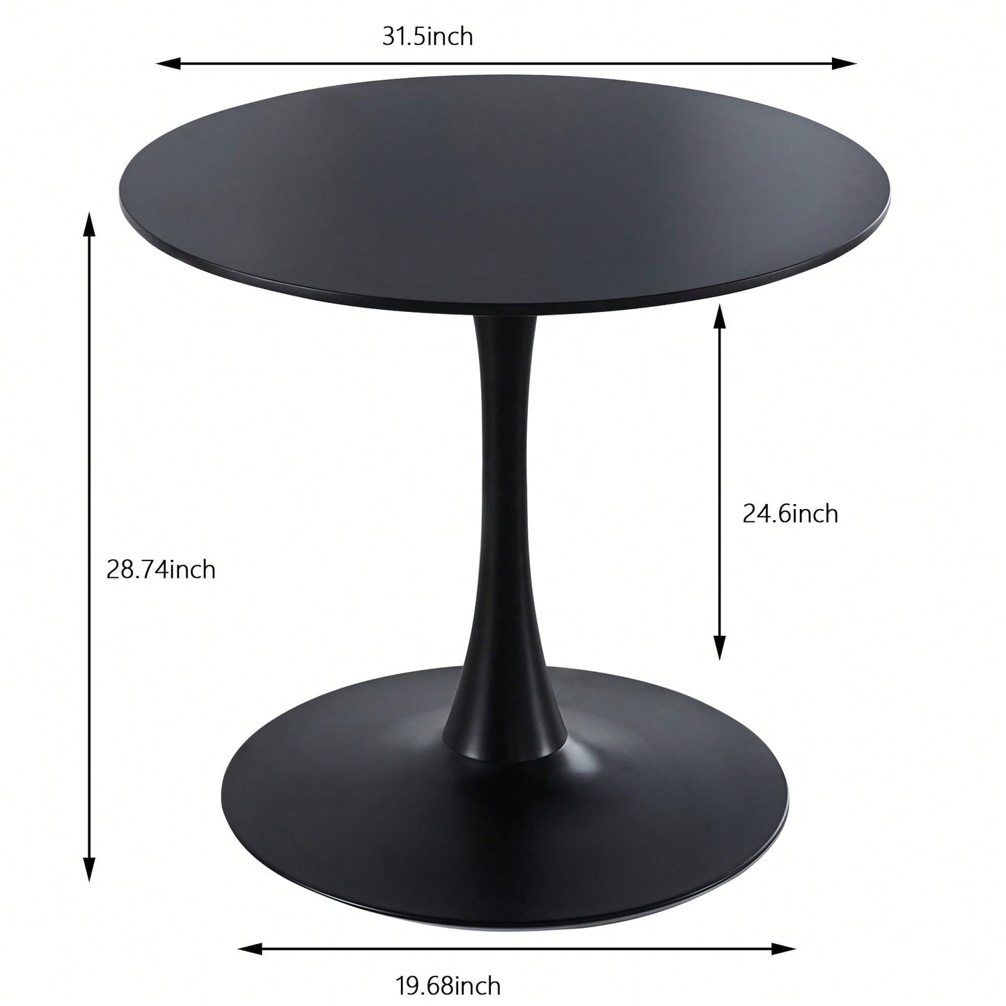 Mid-Century Modern Round Dining Table For 2-4 People, Stylish MDF Top Pedestal Table, Versatile End And Coffee Table