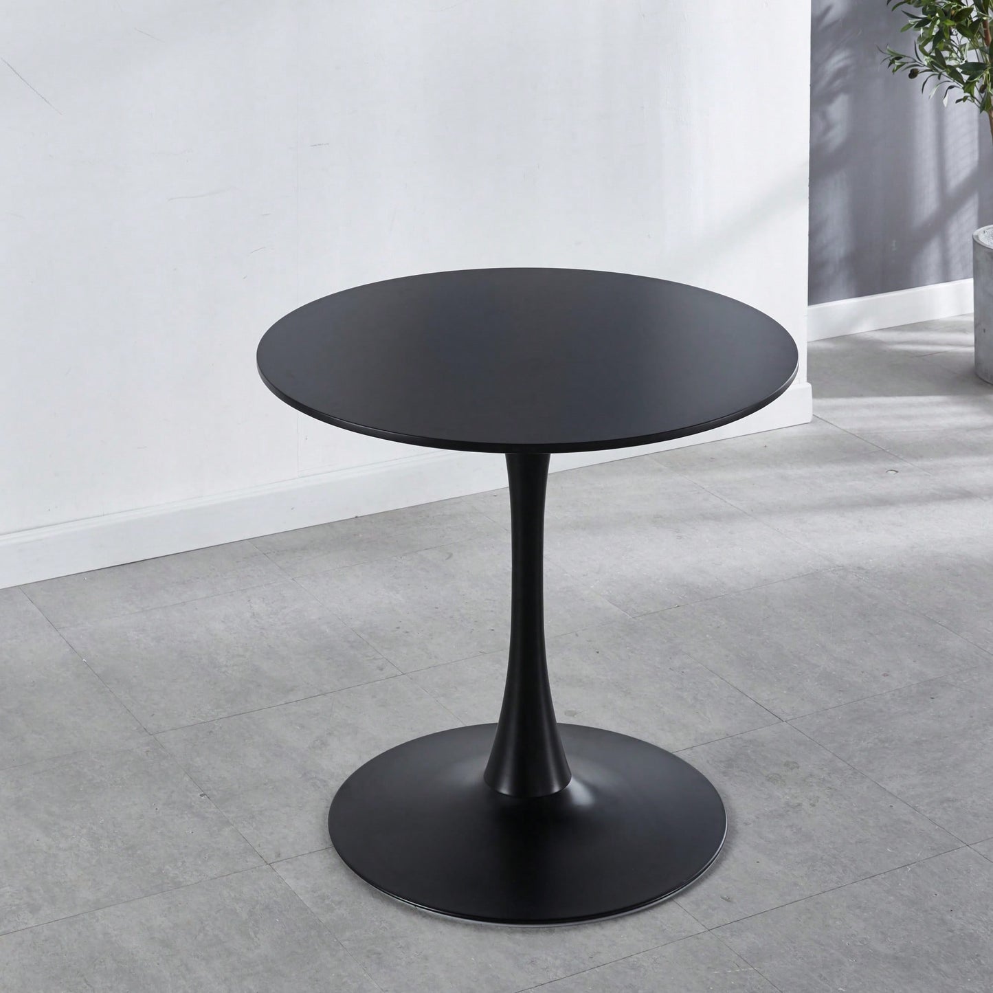 Mid-Century Modern Round Dining Table For 2-4 People, Stylish MDF Top Pedestal Table, Versatile End And Coffee Table