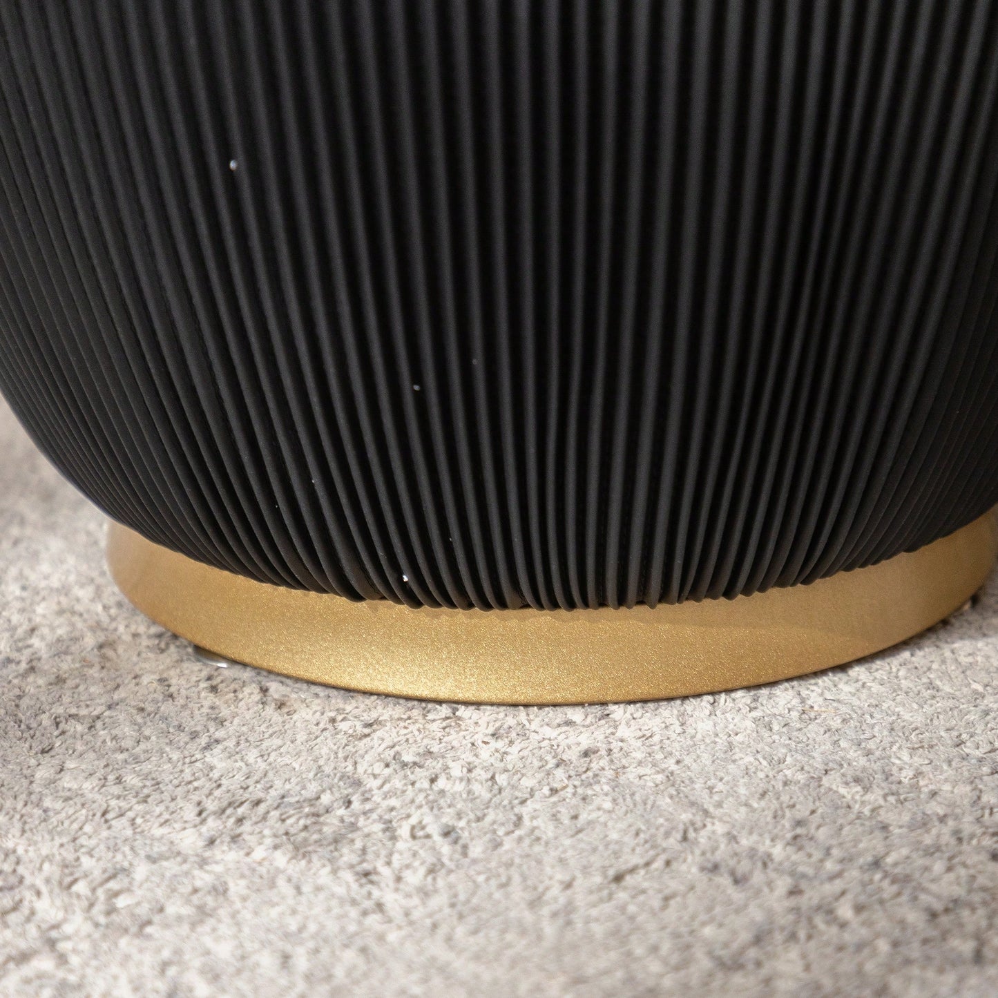 Contemporary Round Drum Coffee Table With Sintered Stone Top PU Leather And Metal Base Black 19.7 Inches