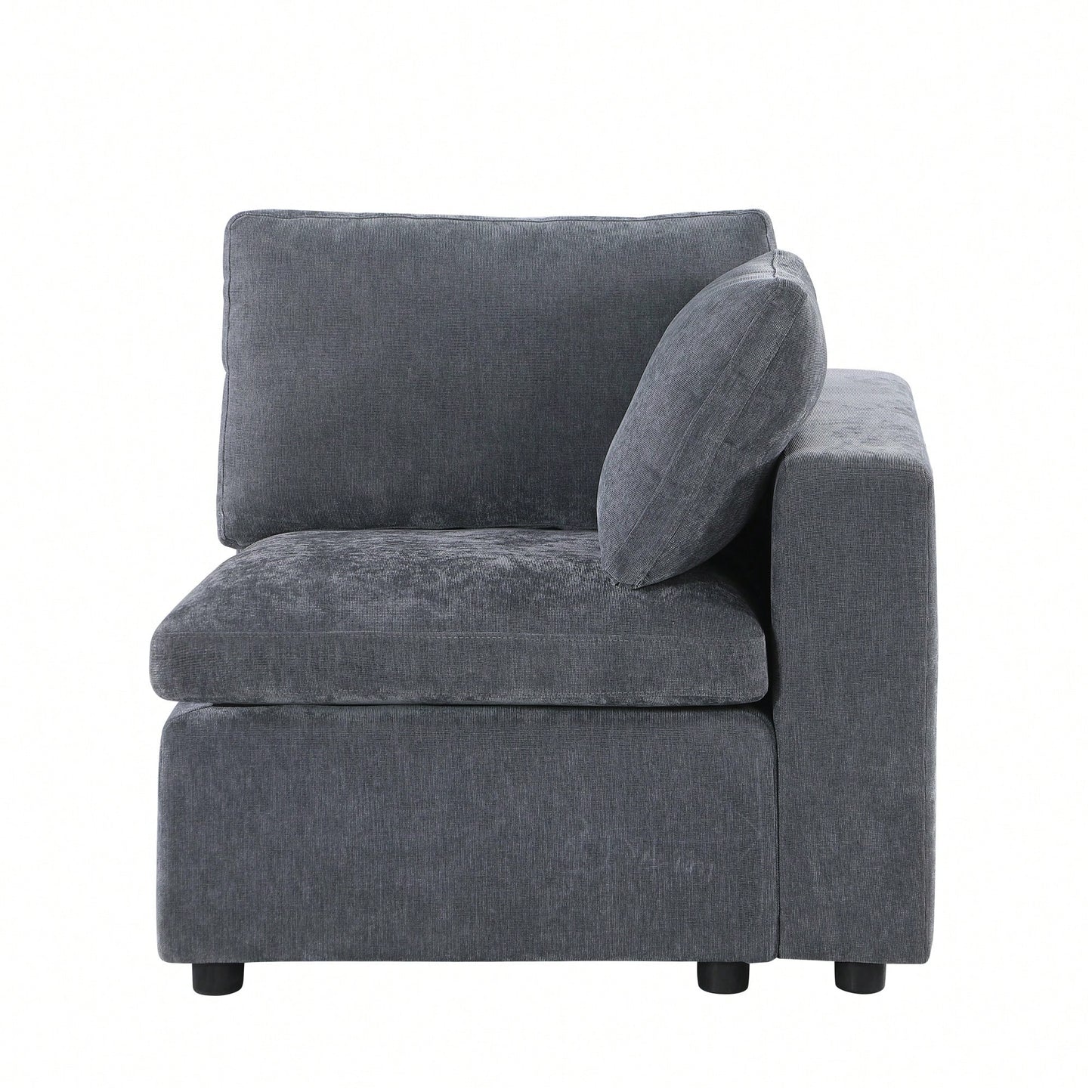 Chenille Modular Sectional Sofa Set With Right Facing Armchair For Modern Living Rooms Grey