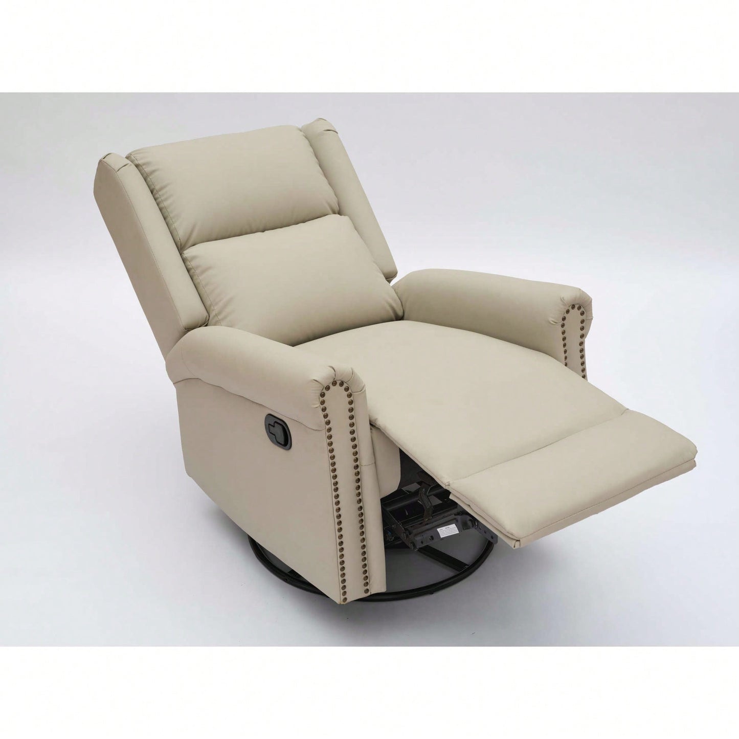 360 Degree Swivel Upholstered Manual Recliner For Living Room Comfort And Style Beige