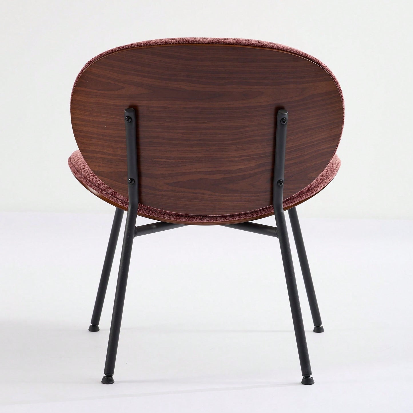 Mid-Century Modern Black Leather Lounge Chair With Walnut Finish Comfortable Backrest And Tripod Design