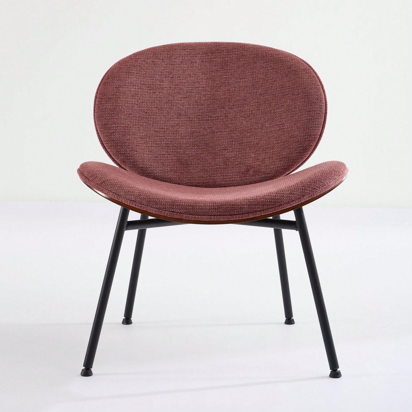 Mid-Century Modern Black Leather Lounge Chair With Walnut Finish Comfortable Backrest And Tripod Design