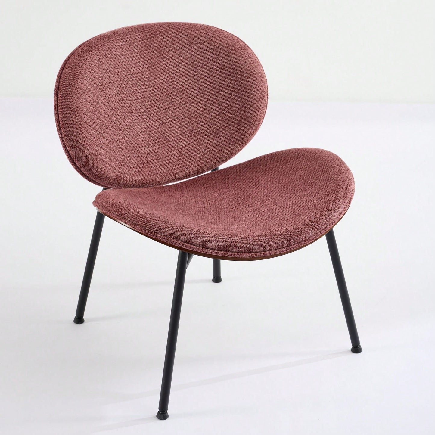 Mid-Century Modern Black Leather Lounge Chair With Walnut Finish Comfortable Backrest And Tripod Design