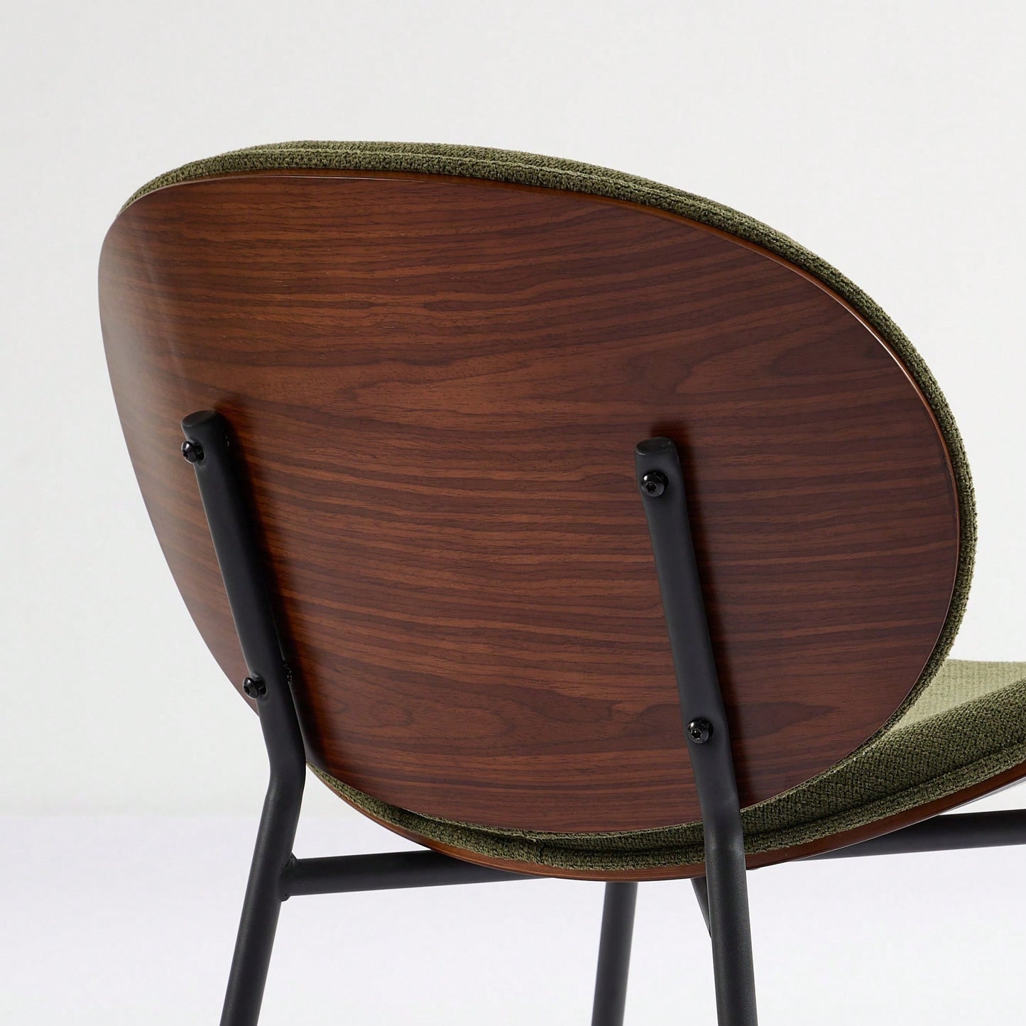 Mid-Century Modern Black Leather Lounge Chair With Walnut Finish Comfortable Backrest And Tripod Design