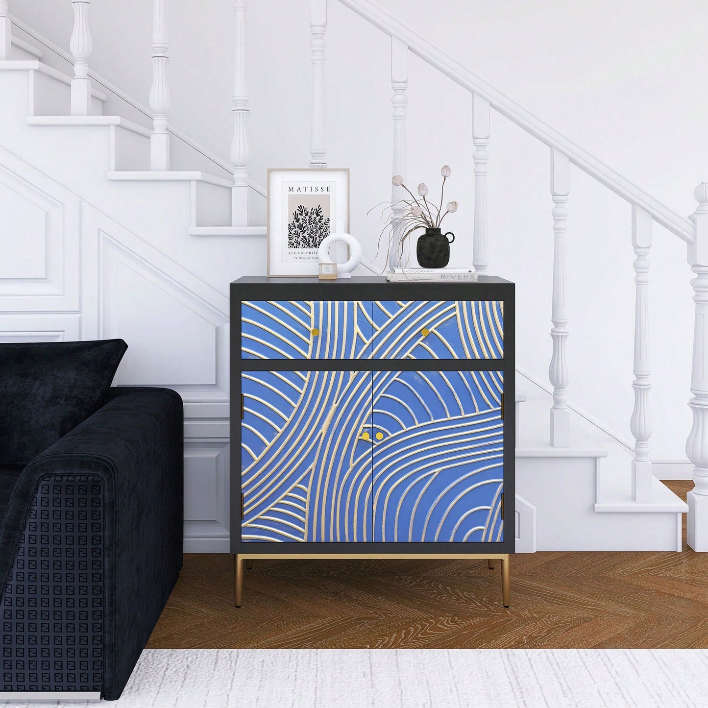 Stylish Accent Cabinet With Double Doors, Drawer And Adjustable Shelf For Living Room, Hallway, Entryway, Dining Room