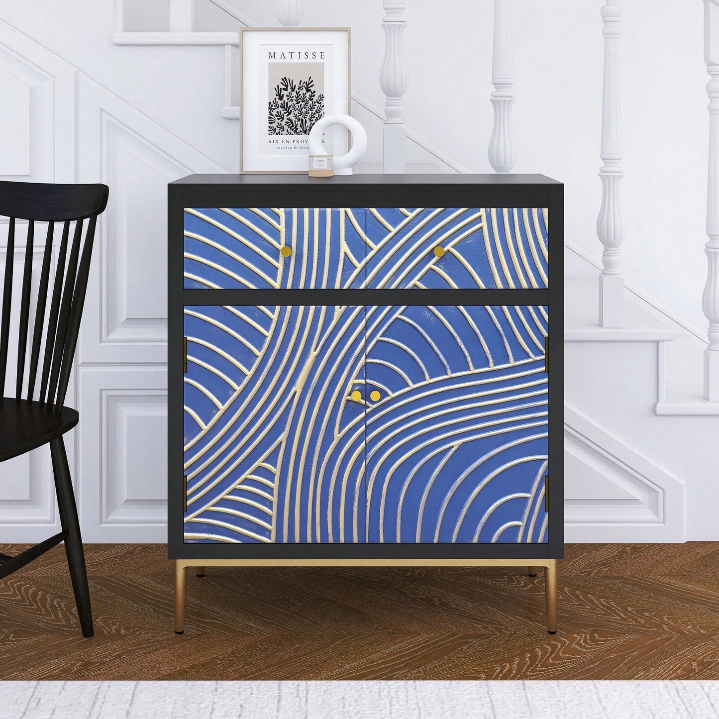 Stylish Accent Cabinet With Double Doors, Drawer And Adjustable Shelf For Living Room, Hallway, Entryway, Dining Room