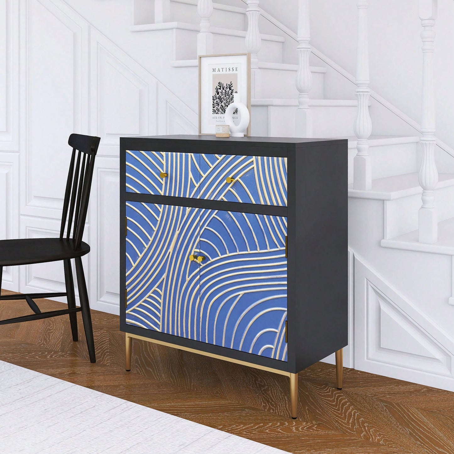 Stylish Accent Cabinet With Double Doors, Drawer And Adjustable Shelf For Living Room, Hallway, Entryway, Dining Room
