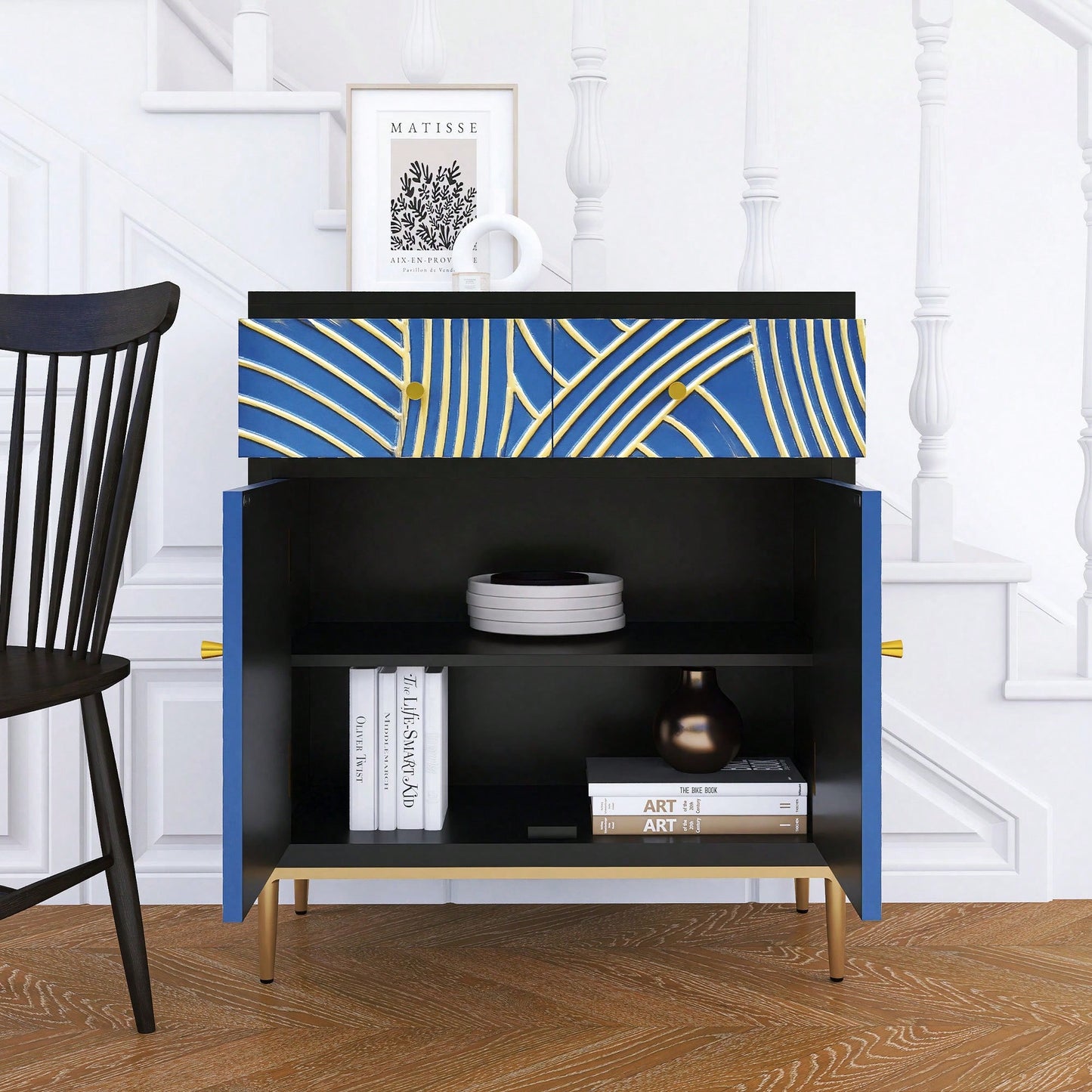 Stylish Accent Cabinet With Double Doors, Drawer And Adjustable Shelf For Living Room, Hallway, Entryway, Dining Room