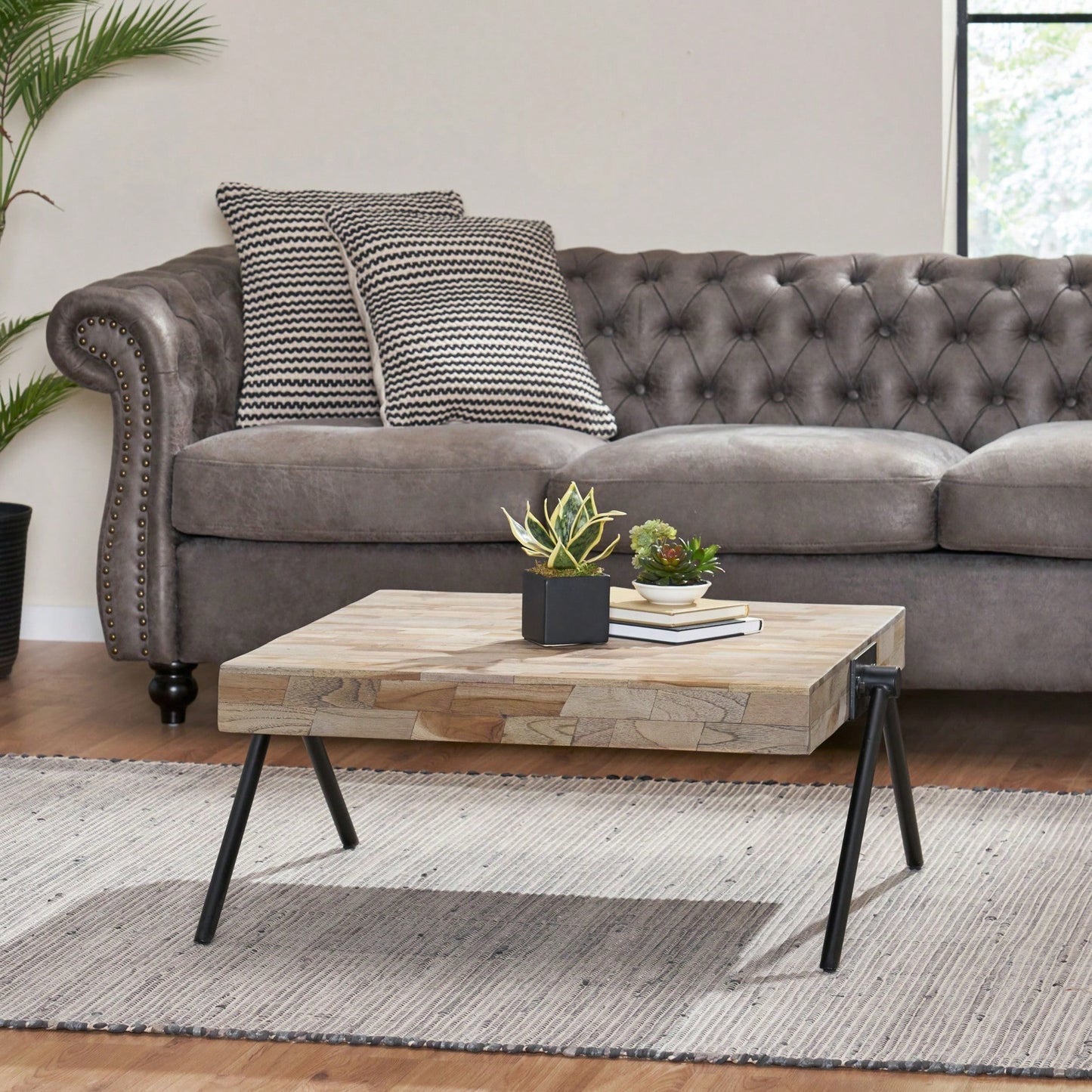 Rustic Mango Wood Coffee Table With Natural Finish For Living Room Decor