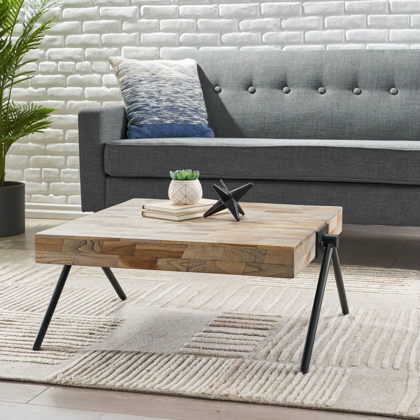 Rustic Mango Wood Coffee Table With Natural Finish For Living Room Decor