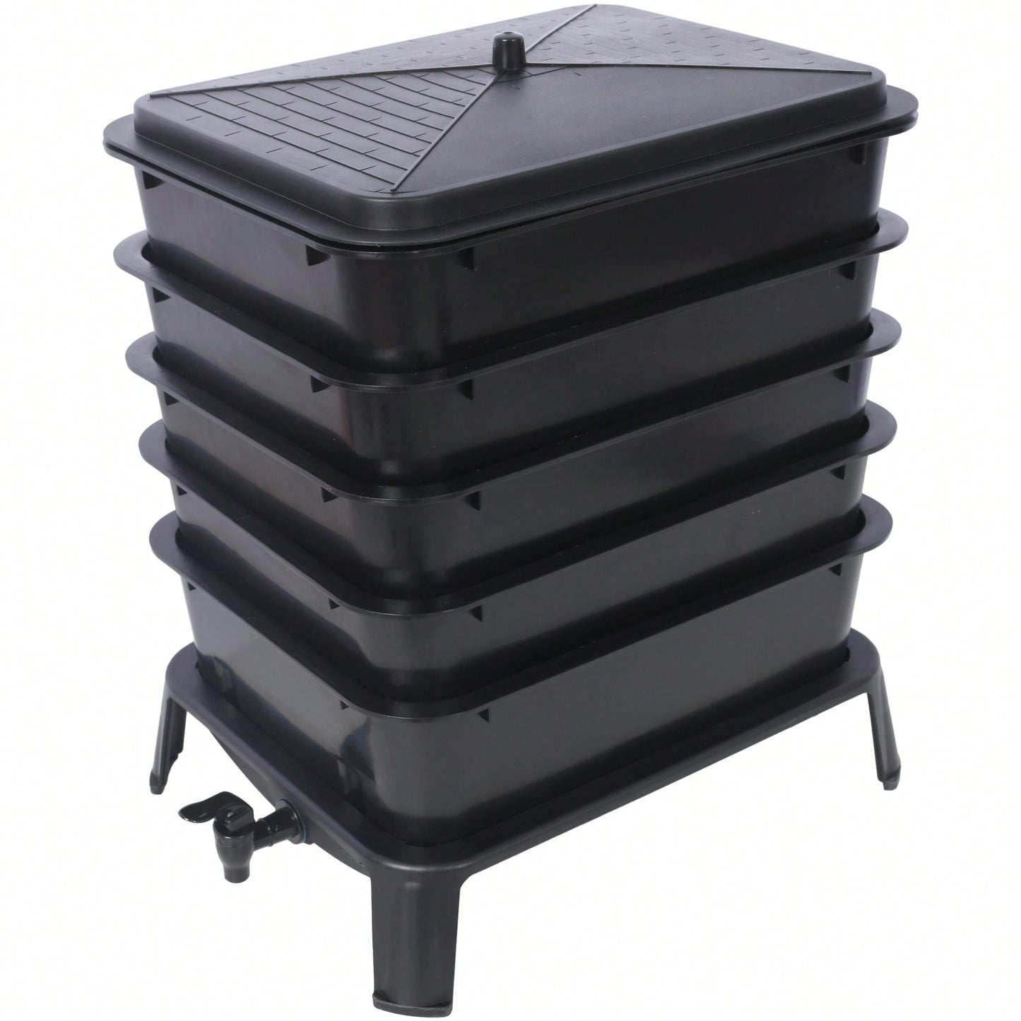 5-Layer 50L Worm Compost Bin Kit For Effortless Food Waste Recycling And Gardening