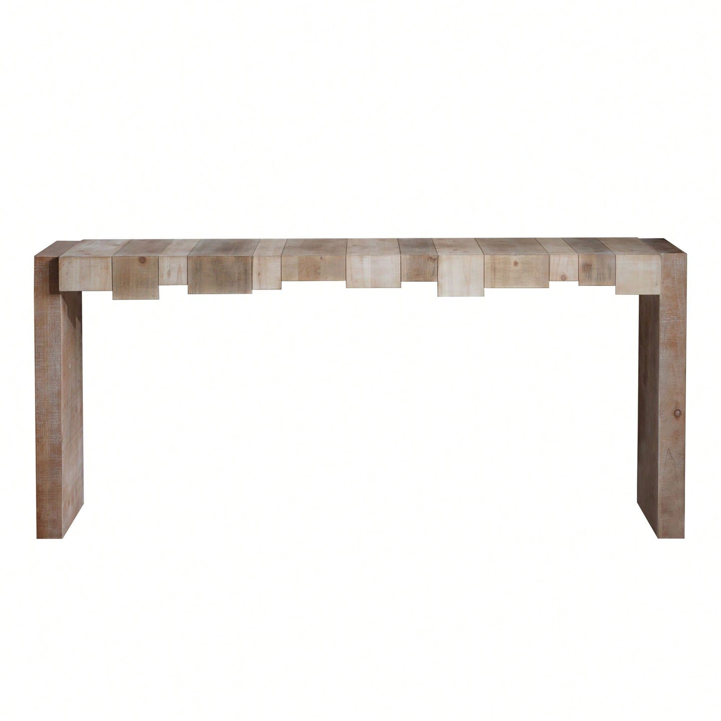 Rustic Modern Step-Block Design Console Table In Manufactured Wood For Living Room Or Entryway