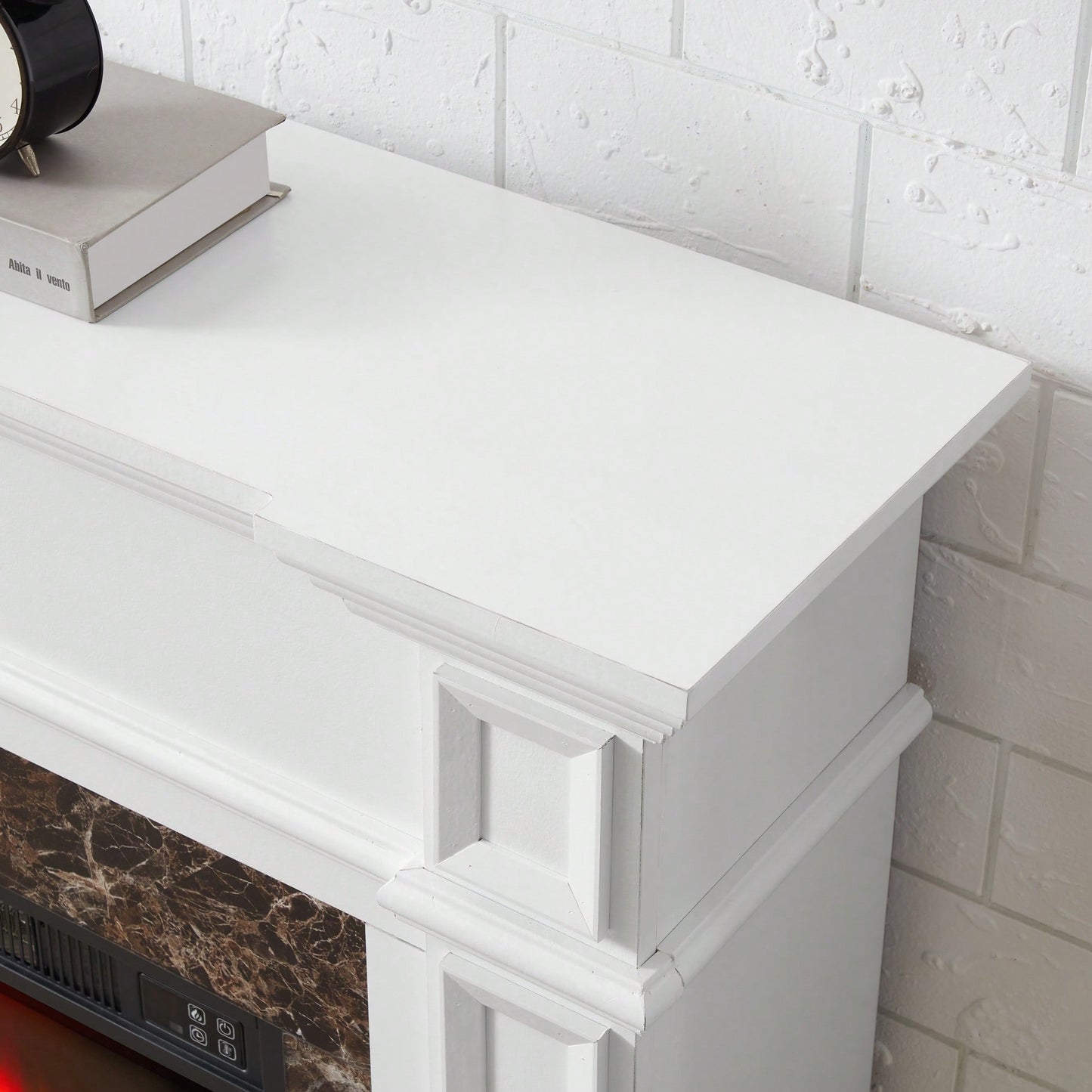 Elegant White Mantel For 23 Inch Fireplace - 45.6W X 11.8D X 40H