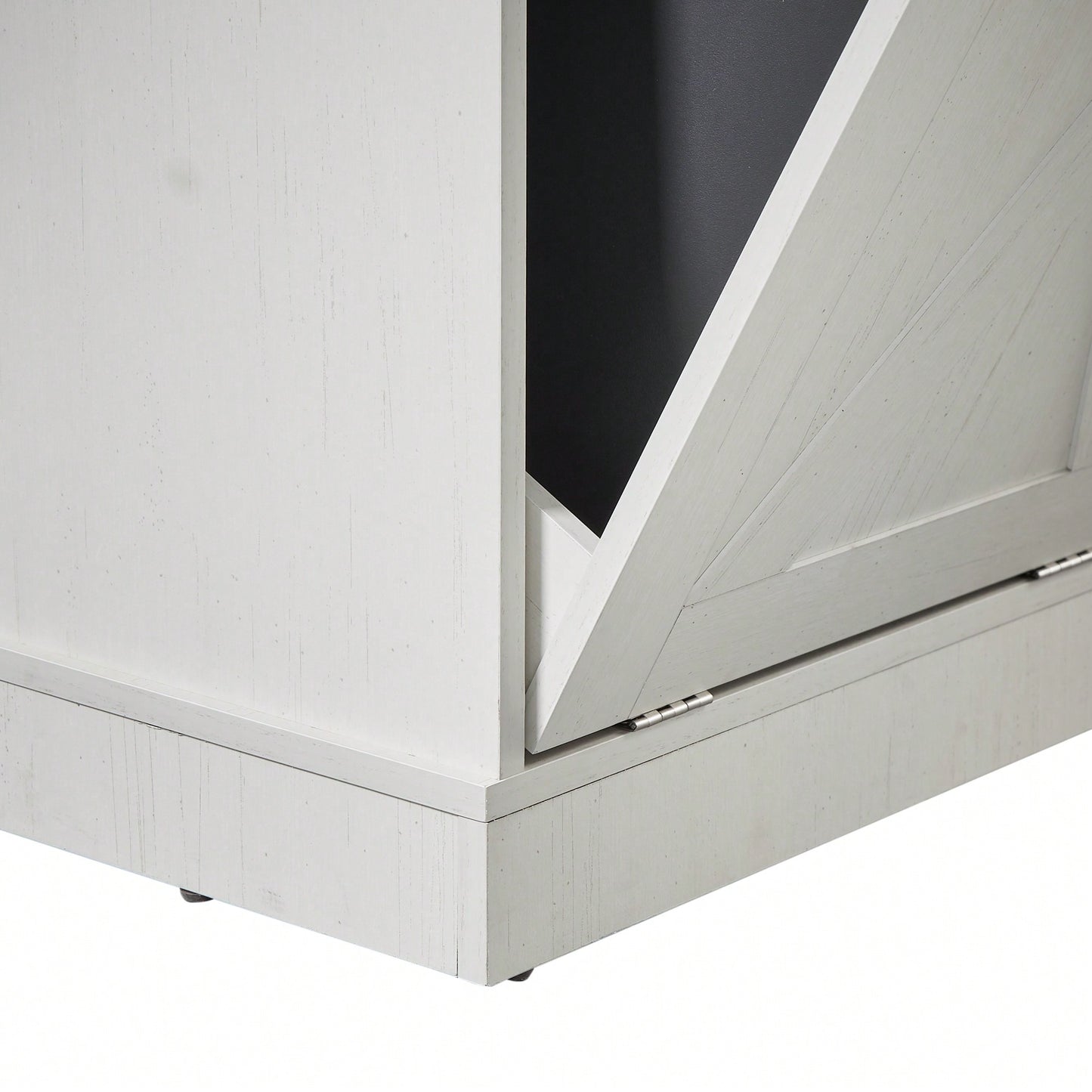 Double Door Tilt Trash Cabinet For Kitchen - White Double Compartment Trash Can