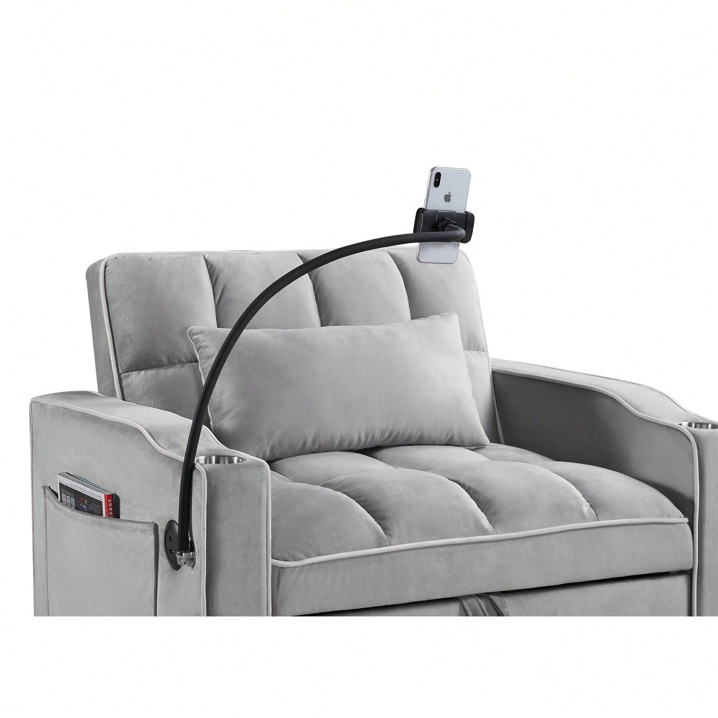Adjustable Convertible Sleeper Chair Sofa Bed With Multi-Pockets For Small Spaces Living Room And Bedroom 3-In-1 Design