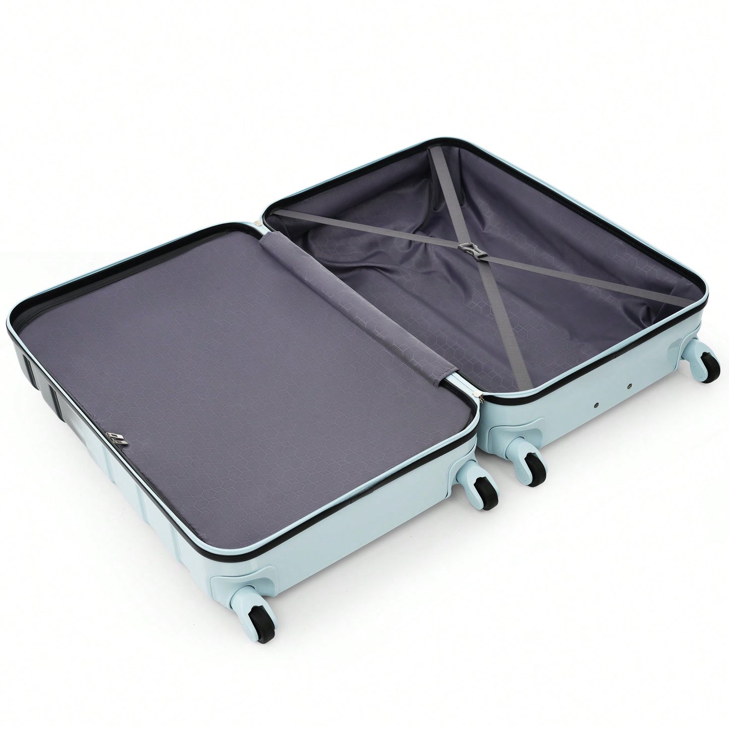 Lightweight Durable ABS Hardshell 3-Piece Luggage Set With Spinner Wheels And TSA Lock In Blue And Black - 20'', 24'', 28'' Sizes