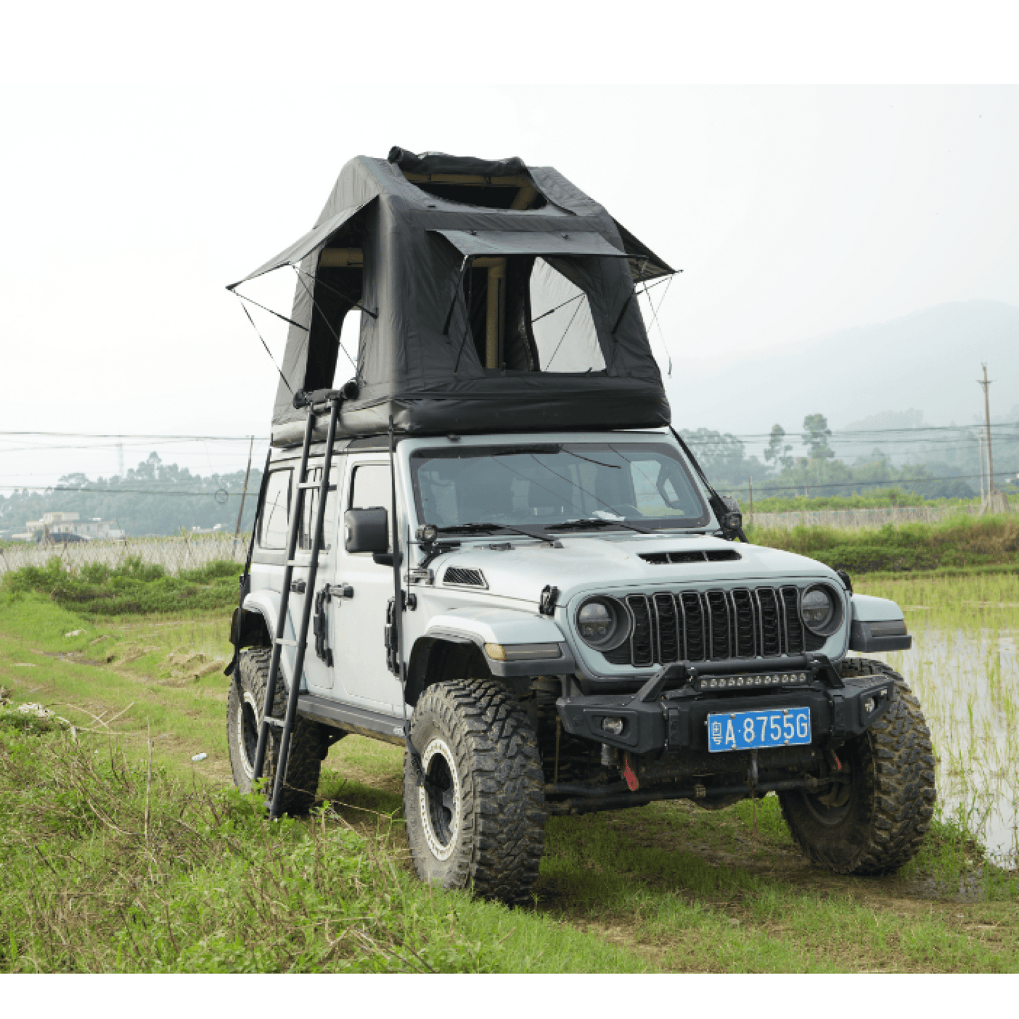 Portable Folding Aluminium Telescopic Ladder With Hooks For Roof Top Tent And Roof Rack Access